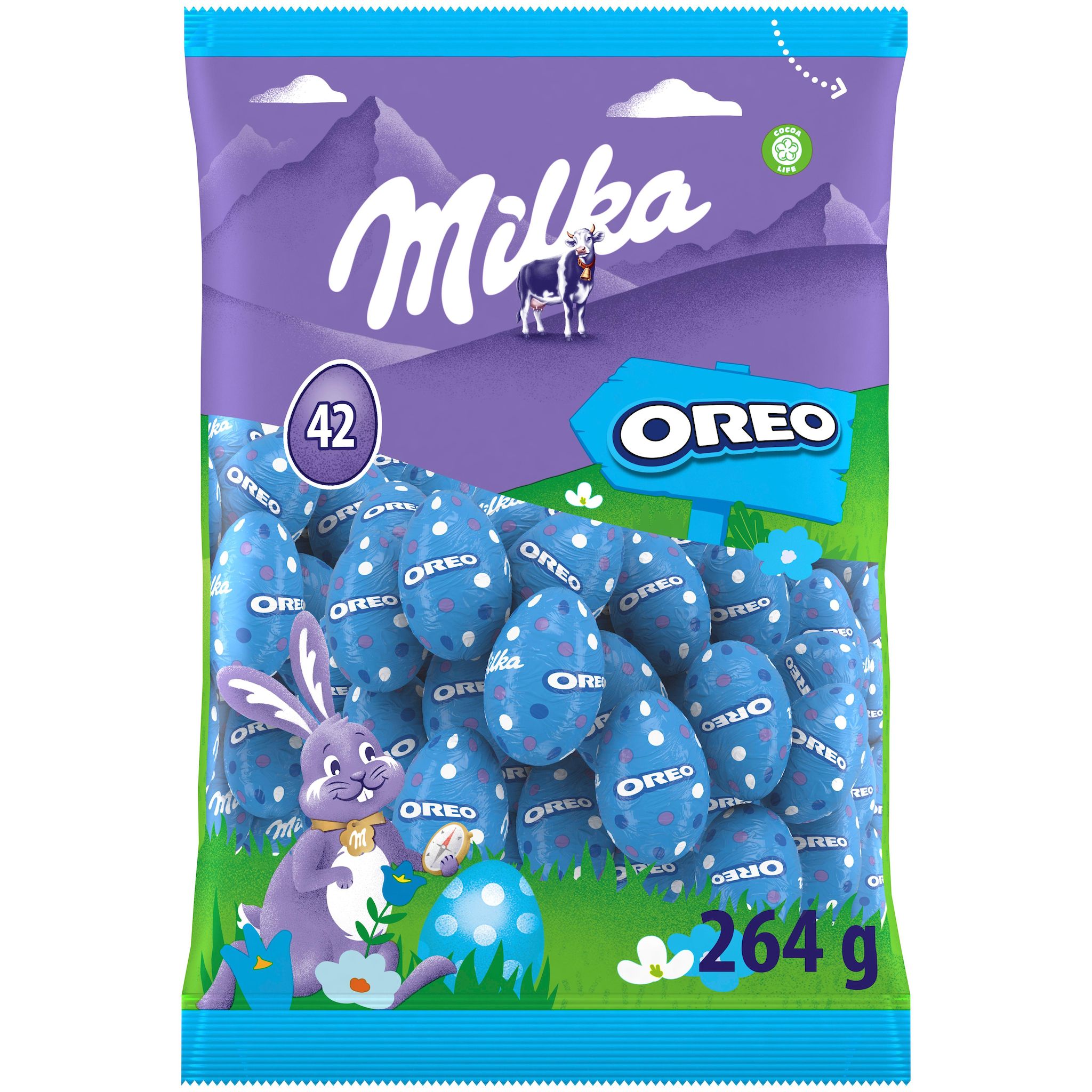 MILKA Oeufs fourrés au lait et éclats de biscuits cacaotés 264g