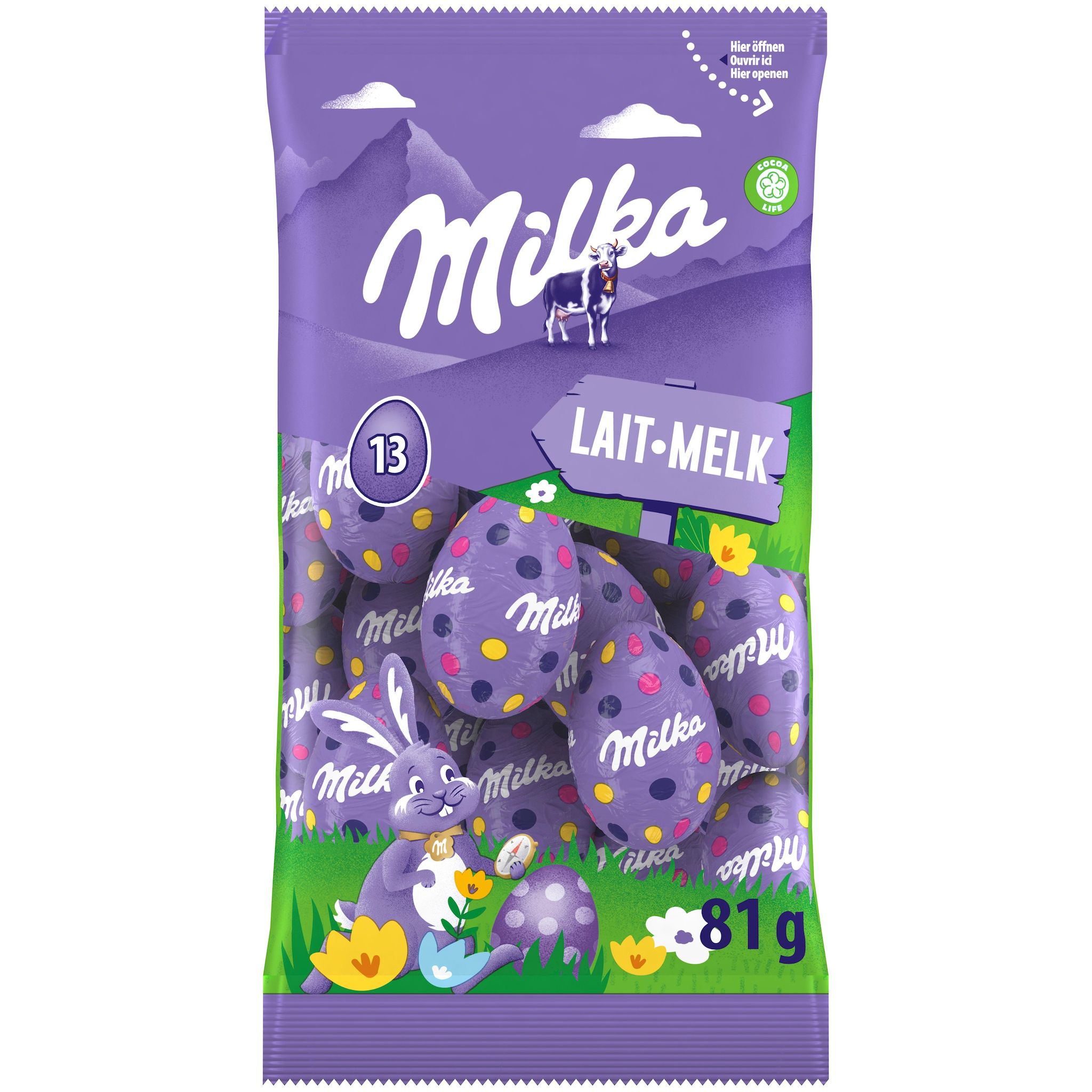 MILKA Oeufs chocolat au lait du pays alpin 13 oeufs 81g