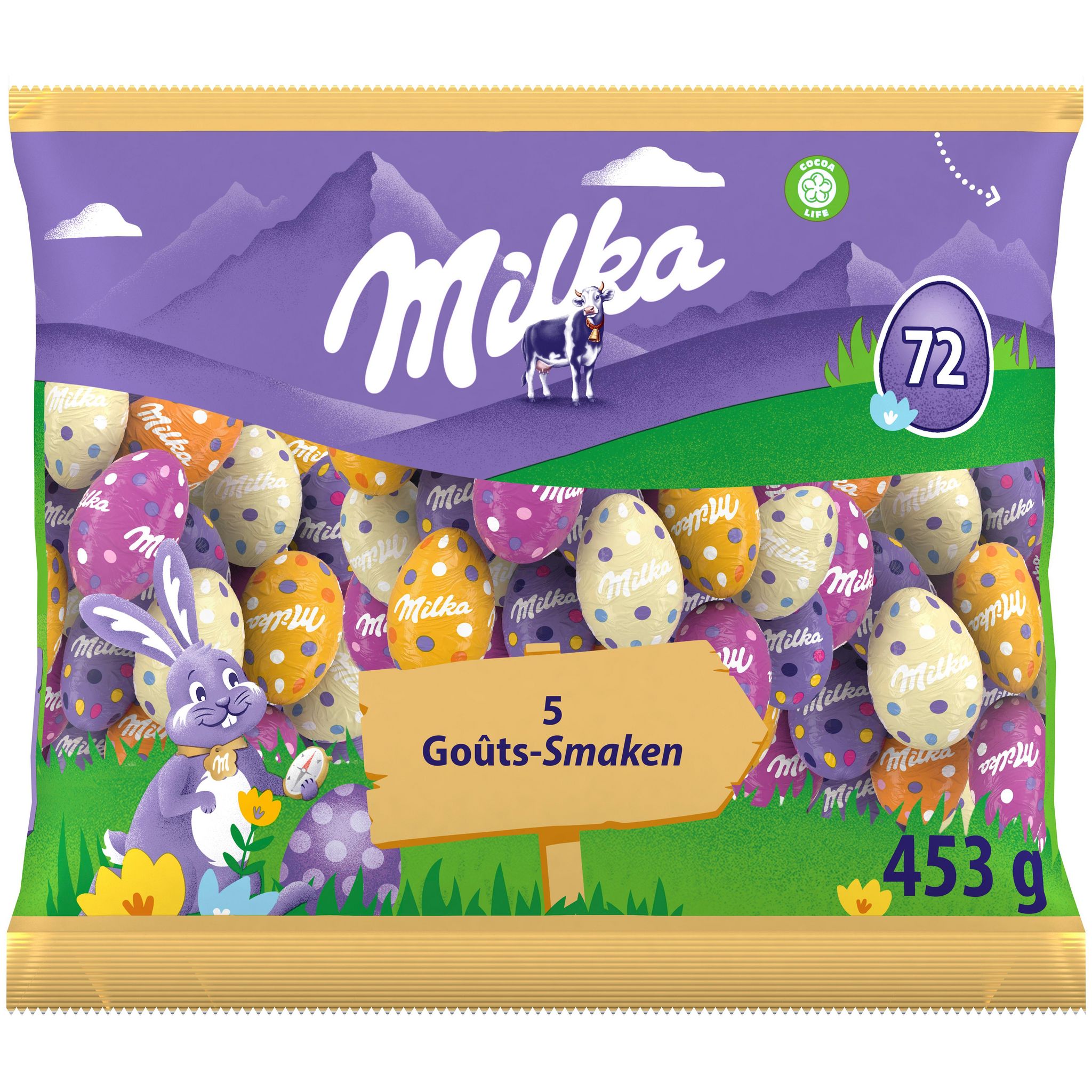 MILKA Oeufs en chocolat au lait mix 5 goûts 72 oeufs 453g
