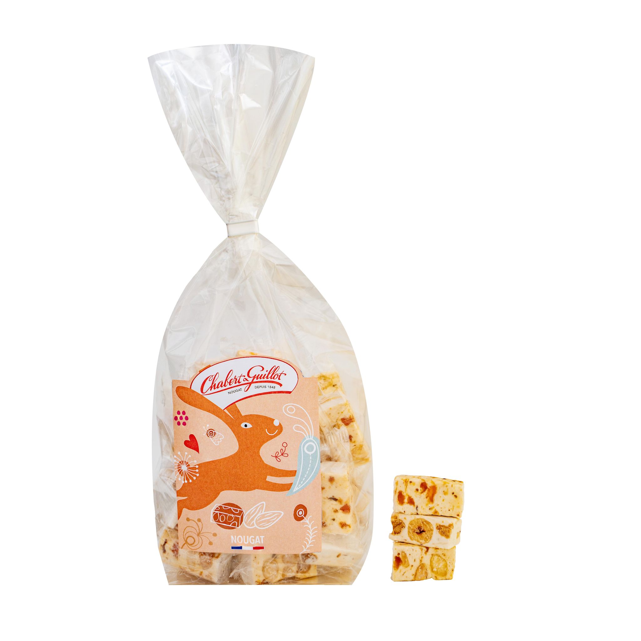 CHABERT ET GUILLOT Assortiment de nougats aux amandes caramélisées, noisettes et abricot 300g