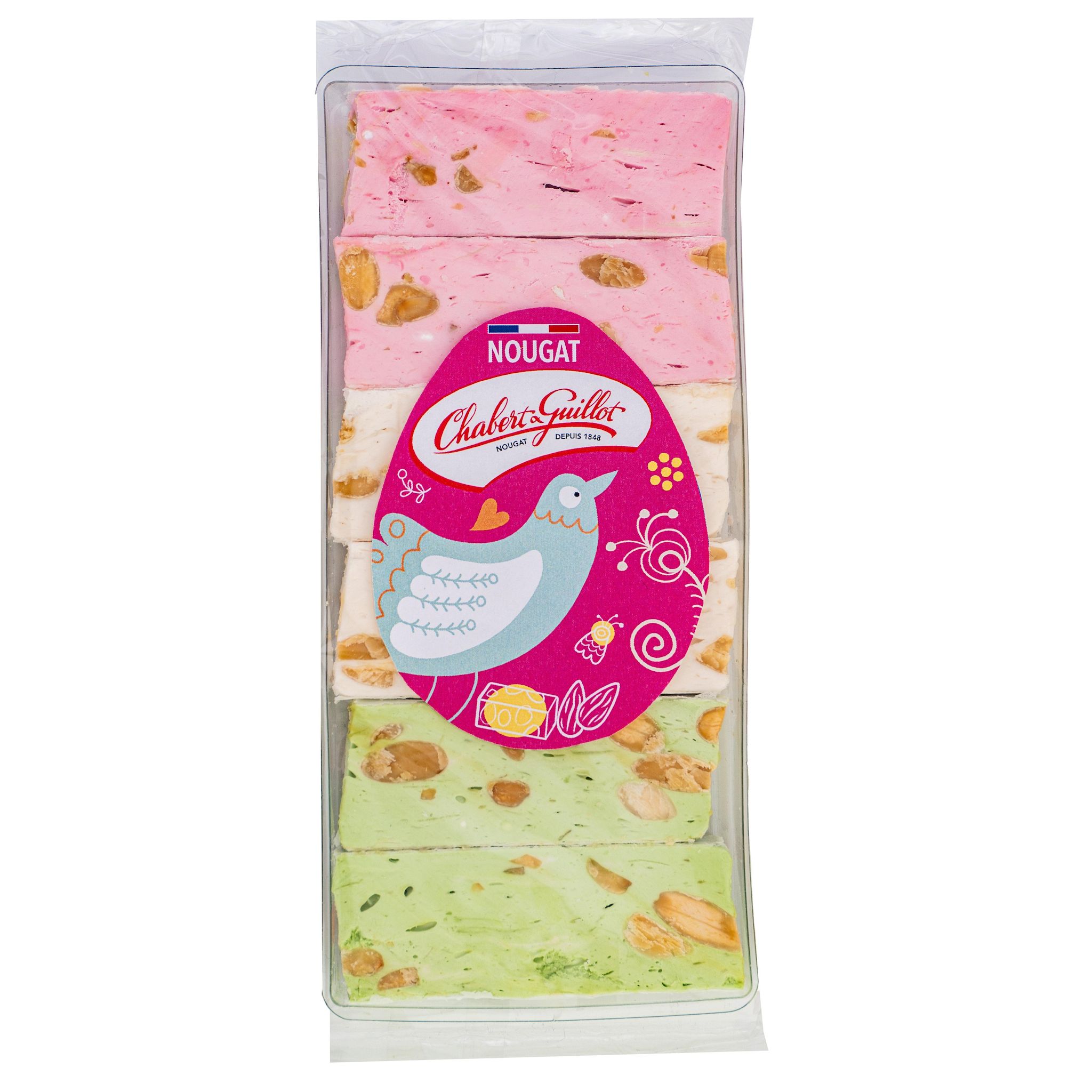 CHABERT ET GUILLOT Assortiment de nougats goût vanille, framboise et pistache 150g