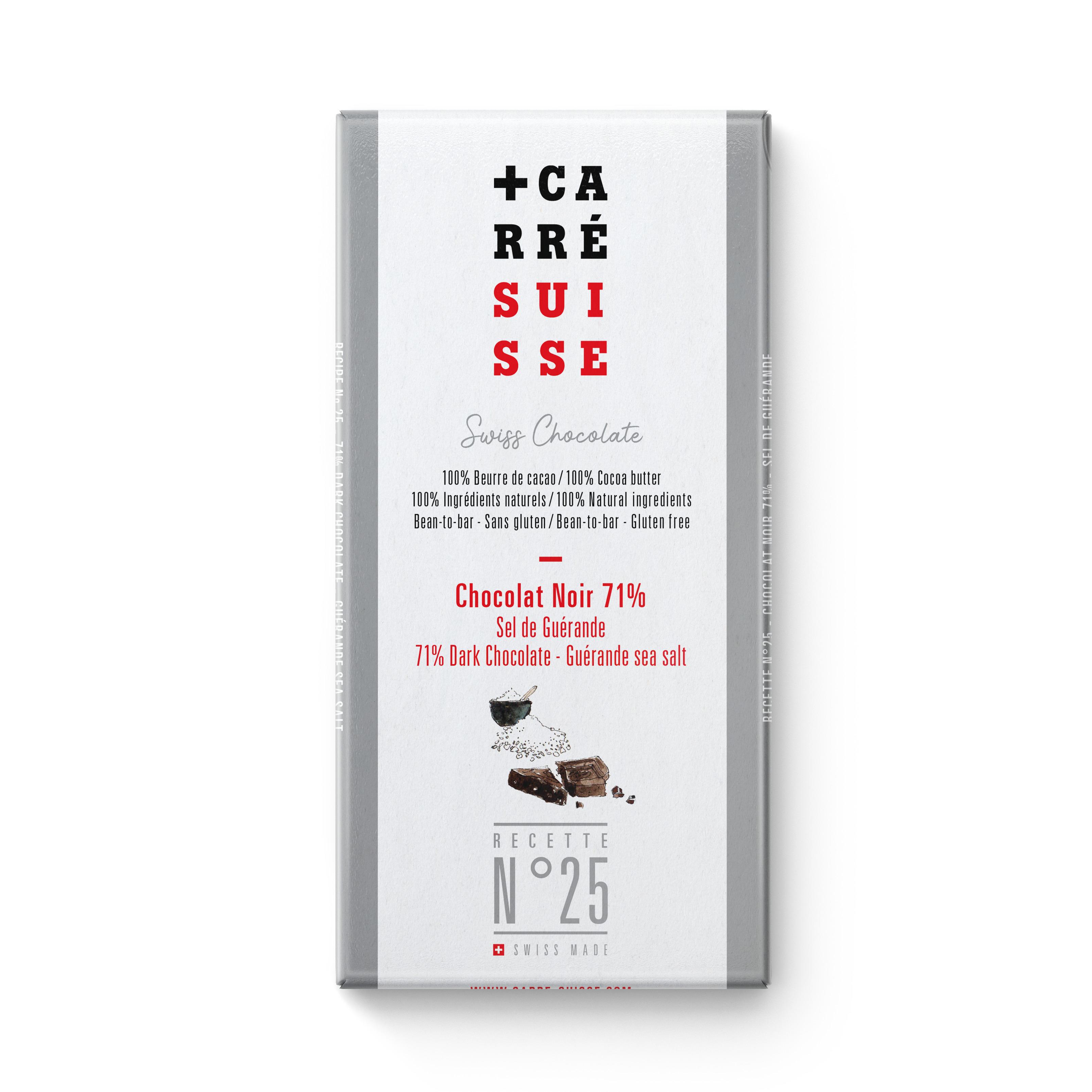 CARRE SUISSE Tablette de chocolat noir 71% sel de guérande 100g