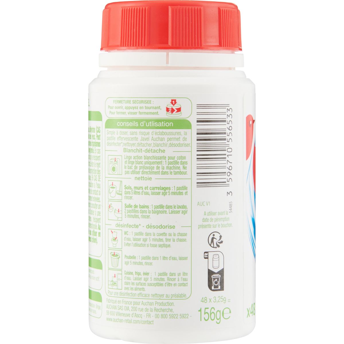 AUCHAN Pastilles de javel 48 pièces