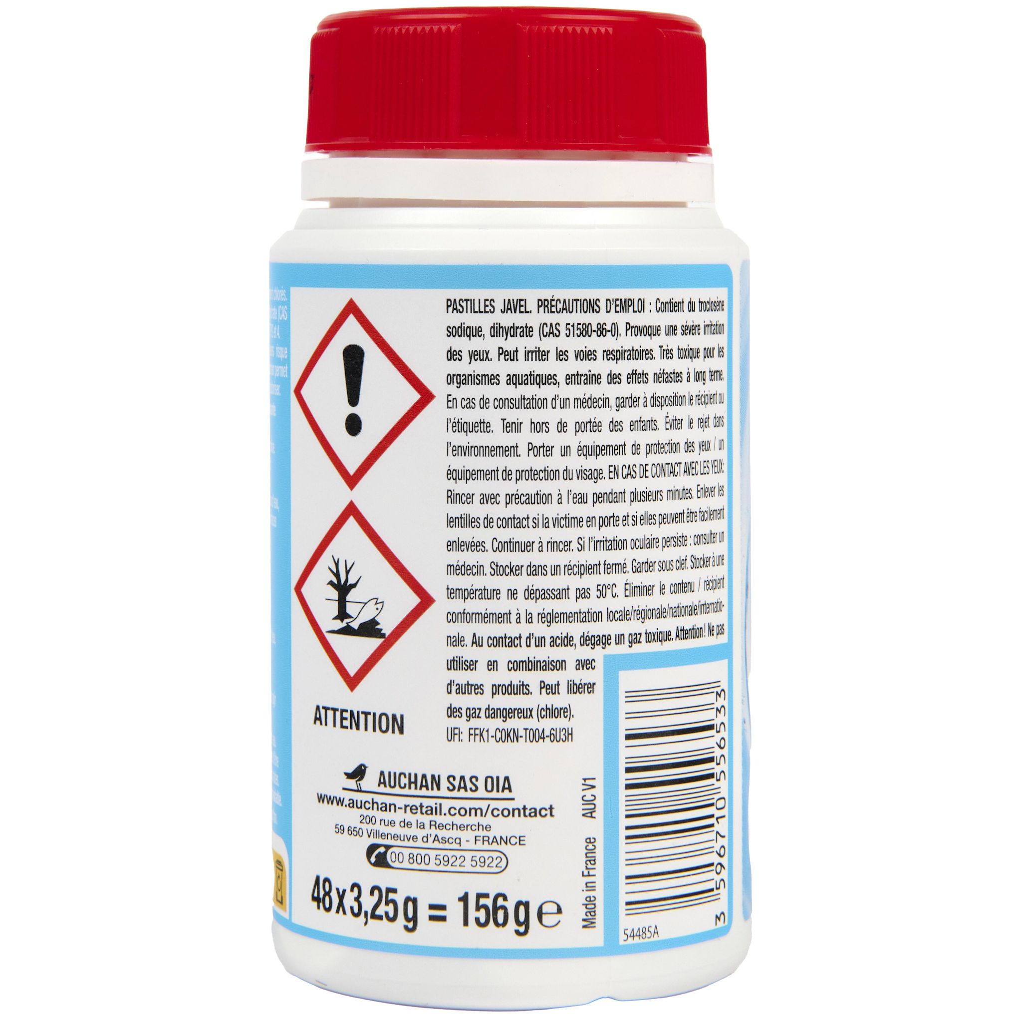 Voir la diapositive 4 : AUCHAN Pastilles de javel 48 pièces
