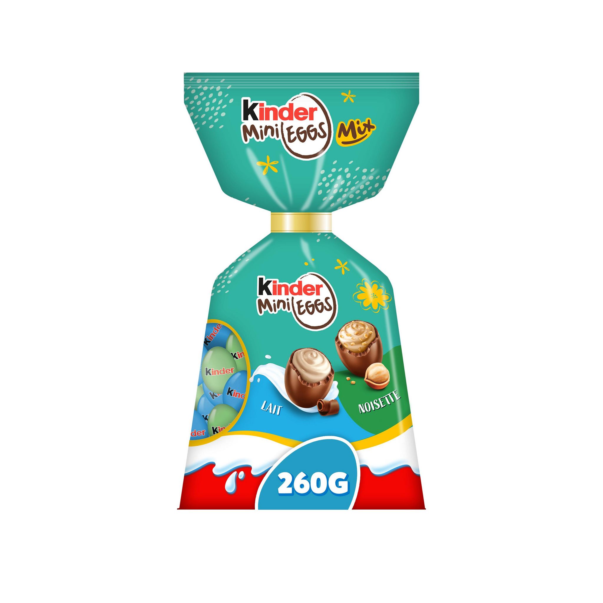 KINDER Petits oeufs de chocolat au lait avec fourrage lait et noisettes 260g