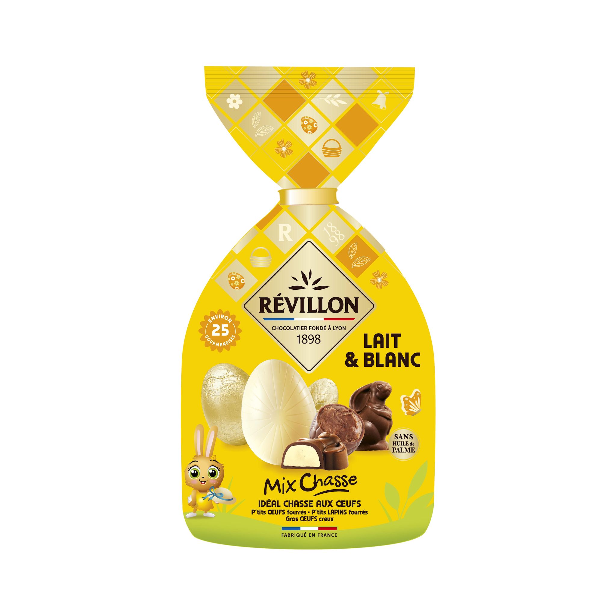 REVILLON CHOCOLATIER Assortiment de bonbons de chocolat au lait et chocolat blanc sans huile de palme environ 25 bonbons 280g