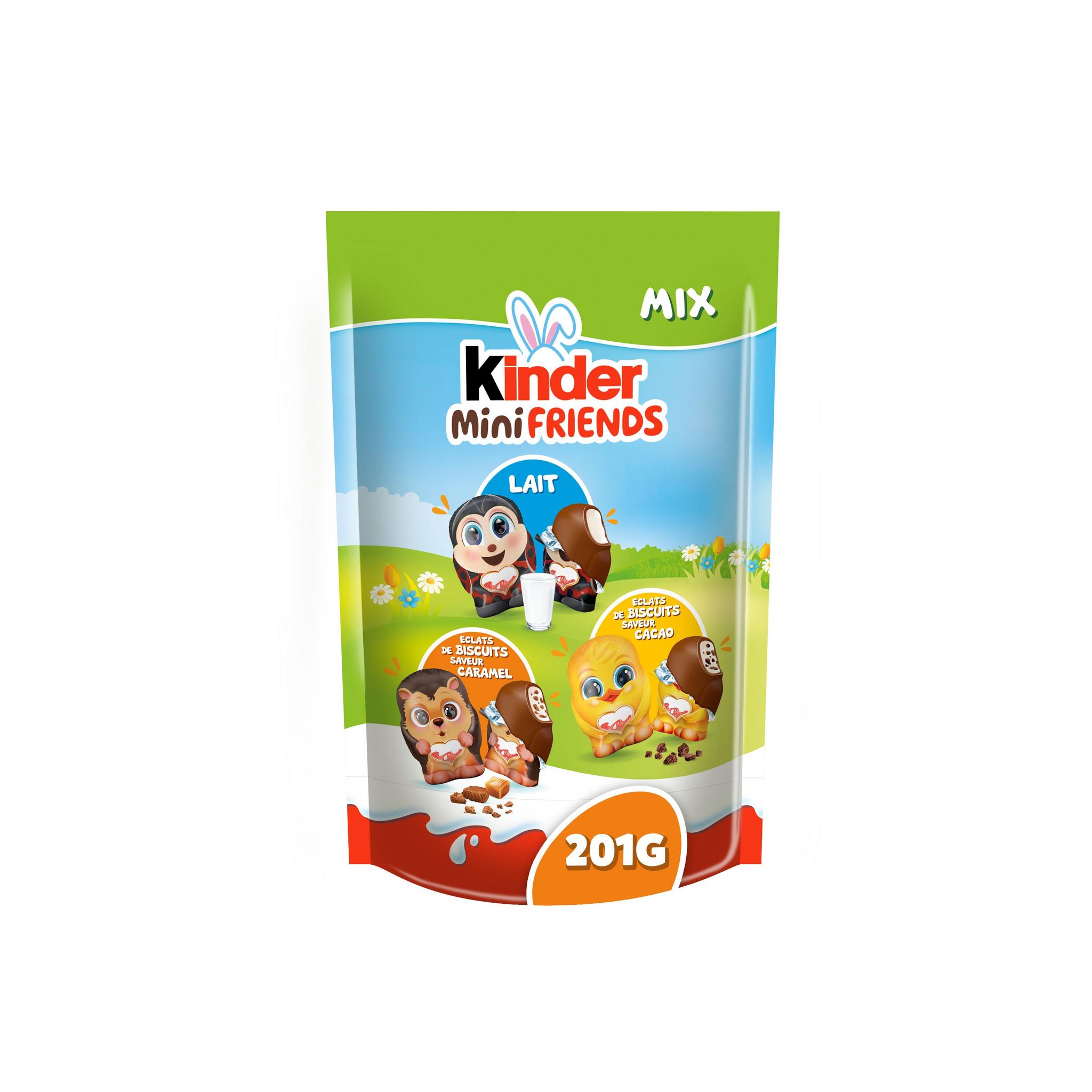 KINDER Mini bonbons Friends saveur lait éclats de biscuit, cacao et caramel 201g