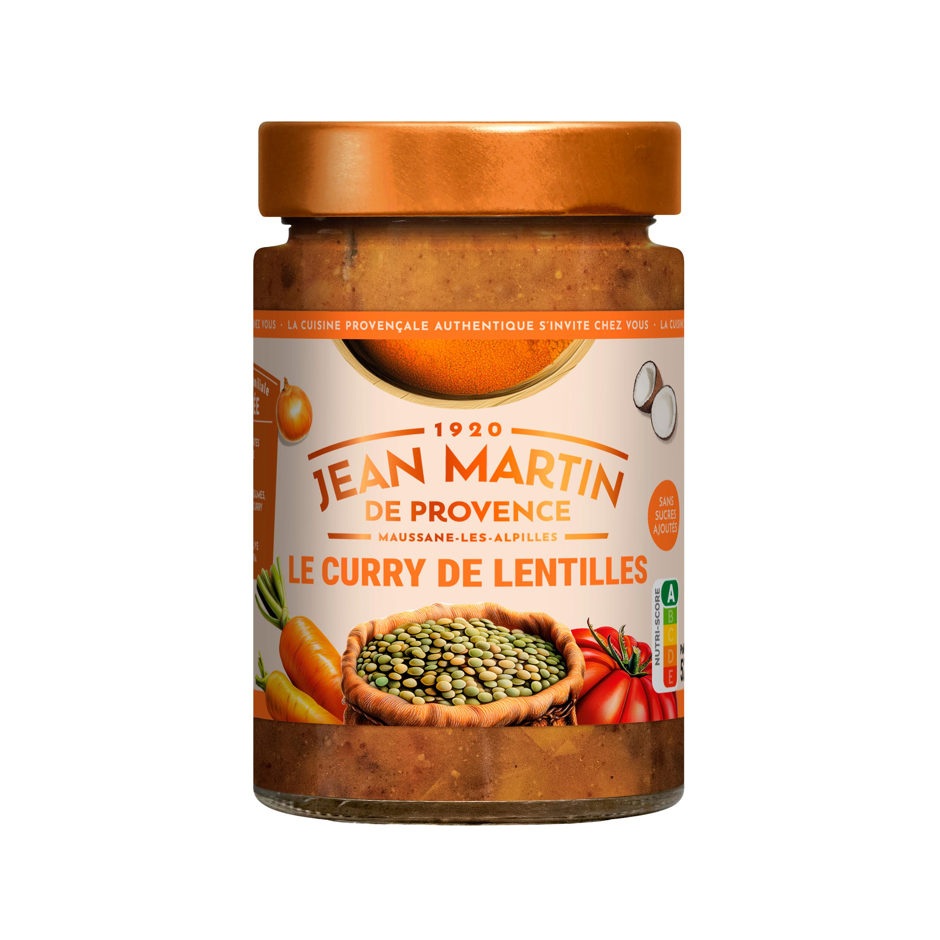 JEAN MARTIN Curry de lentilles aux courgettes carottes tomates au curry prêt à réchauffer 520g