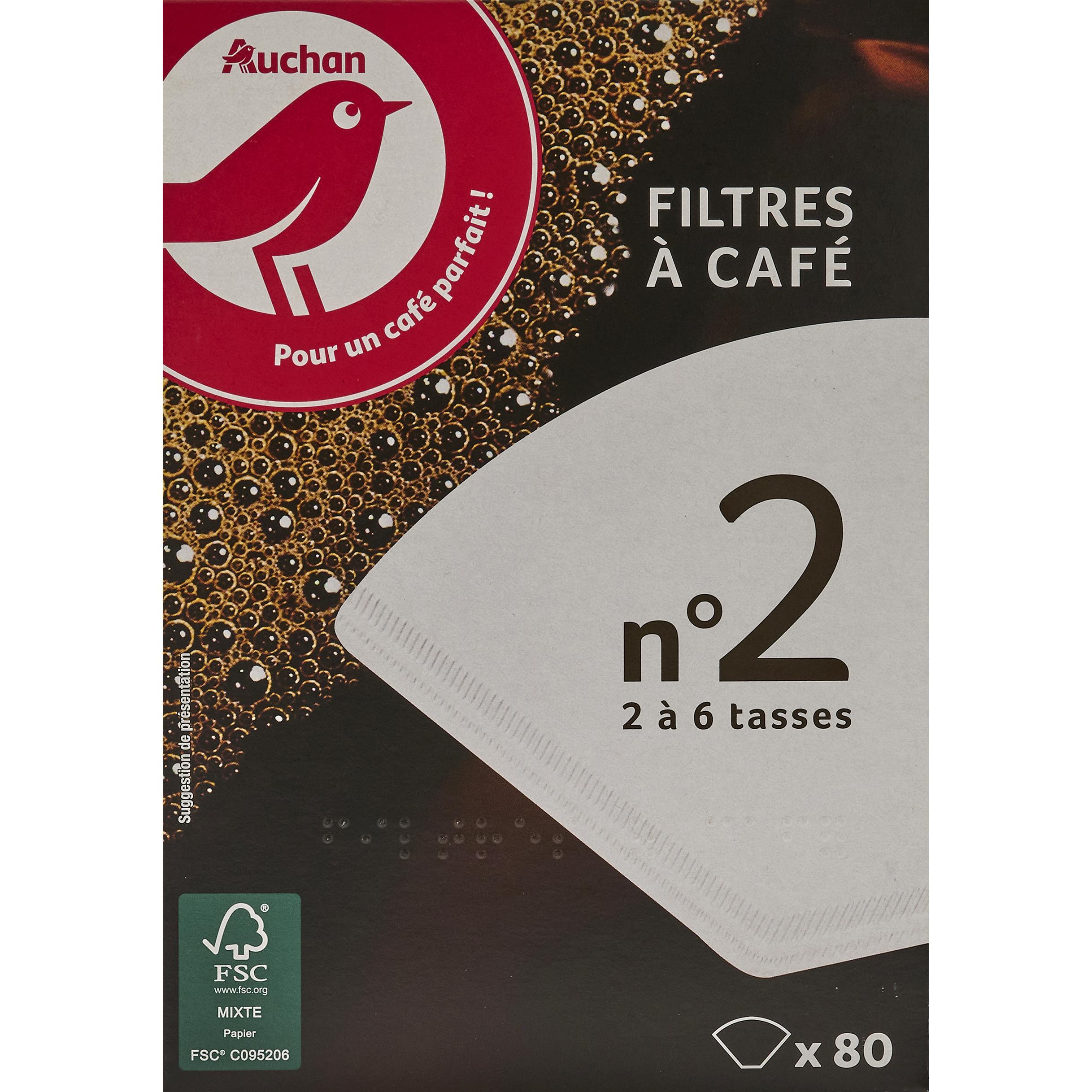 AUCHAN Filtre à café en feuille 80 pièces