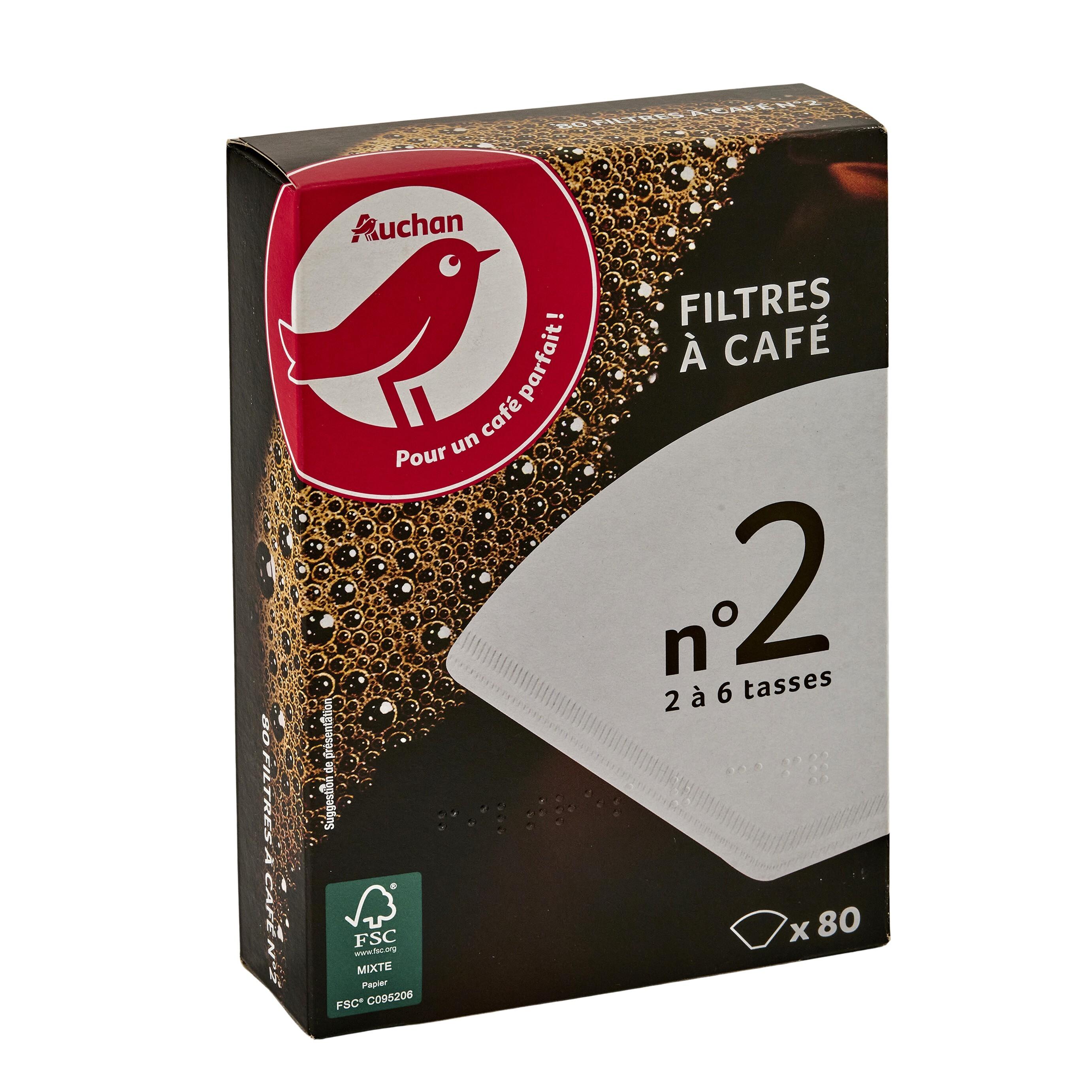 Voir la diapositive 2 : AUCHAN Filtre à café en feuille 80 pièces