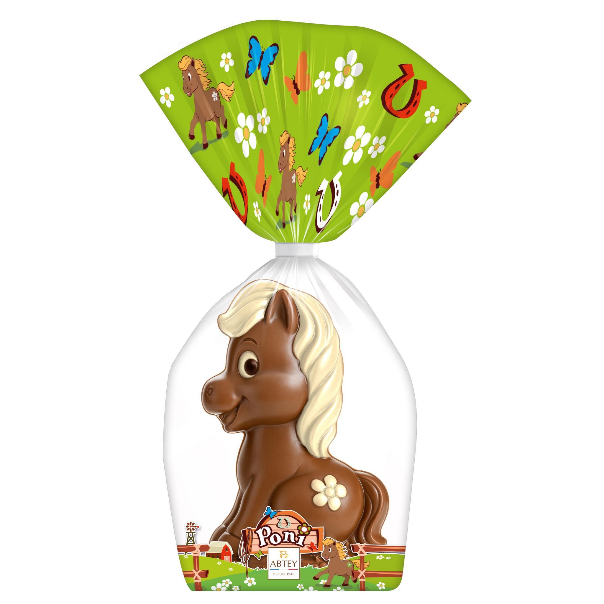 ABTEY Poni le poney au chocolat au lait décoré 100g