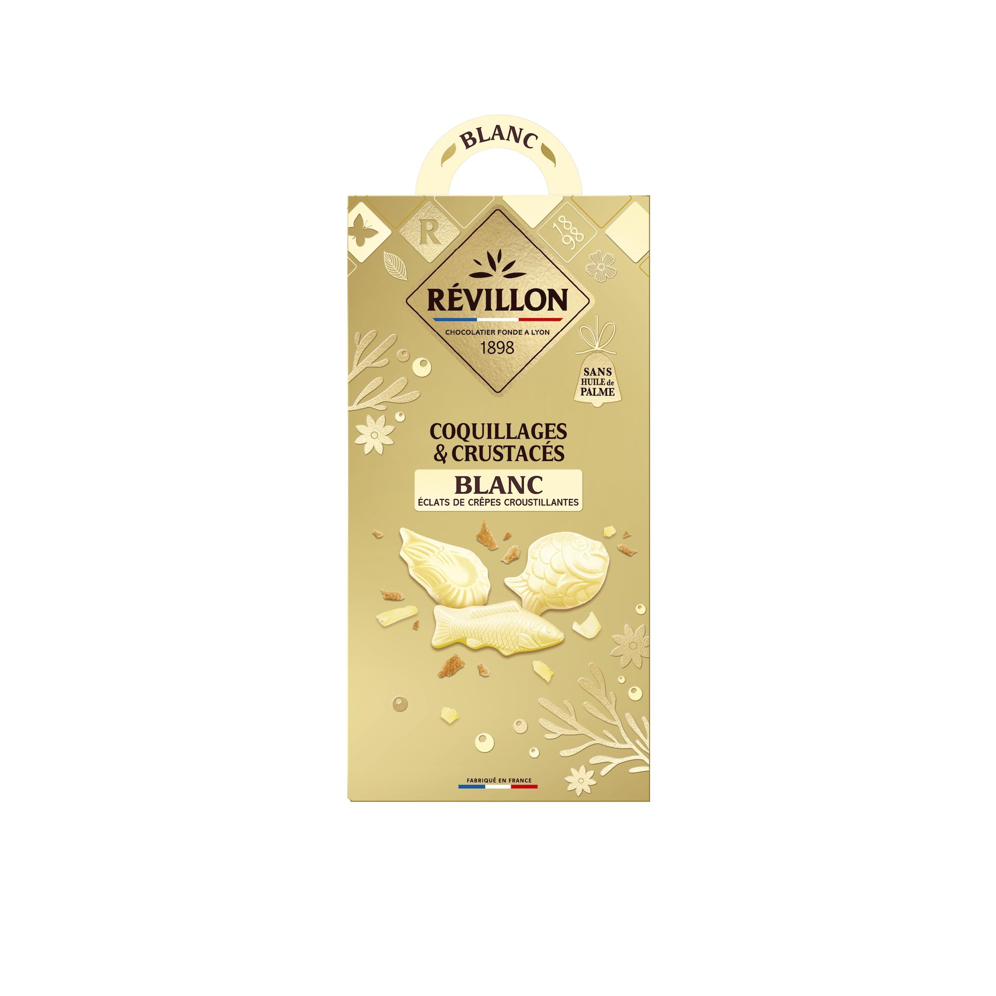 REVILLON CHOCOLATIER Bonbons de chocolat blanc pleins aux éclats de crêpes croustillantes 140g