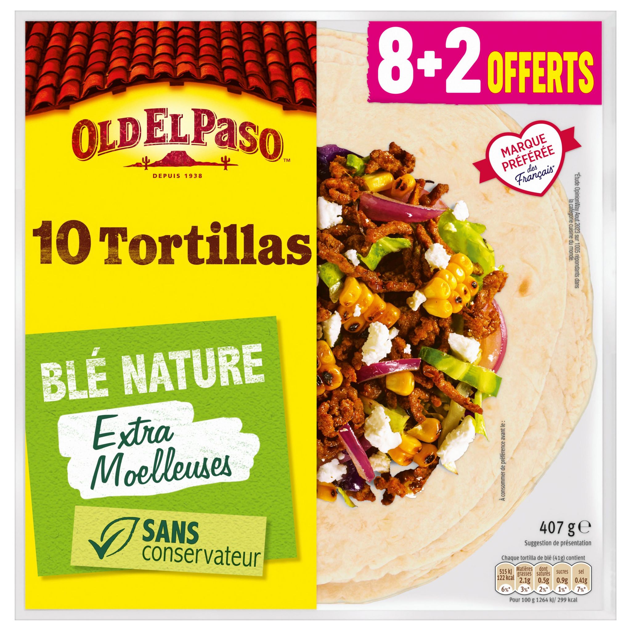 OLD EL PASO Galettes de blé natures souples 407g