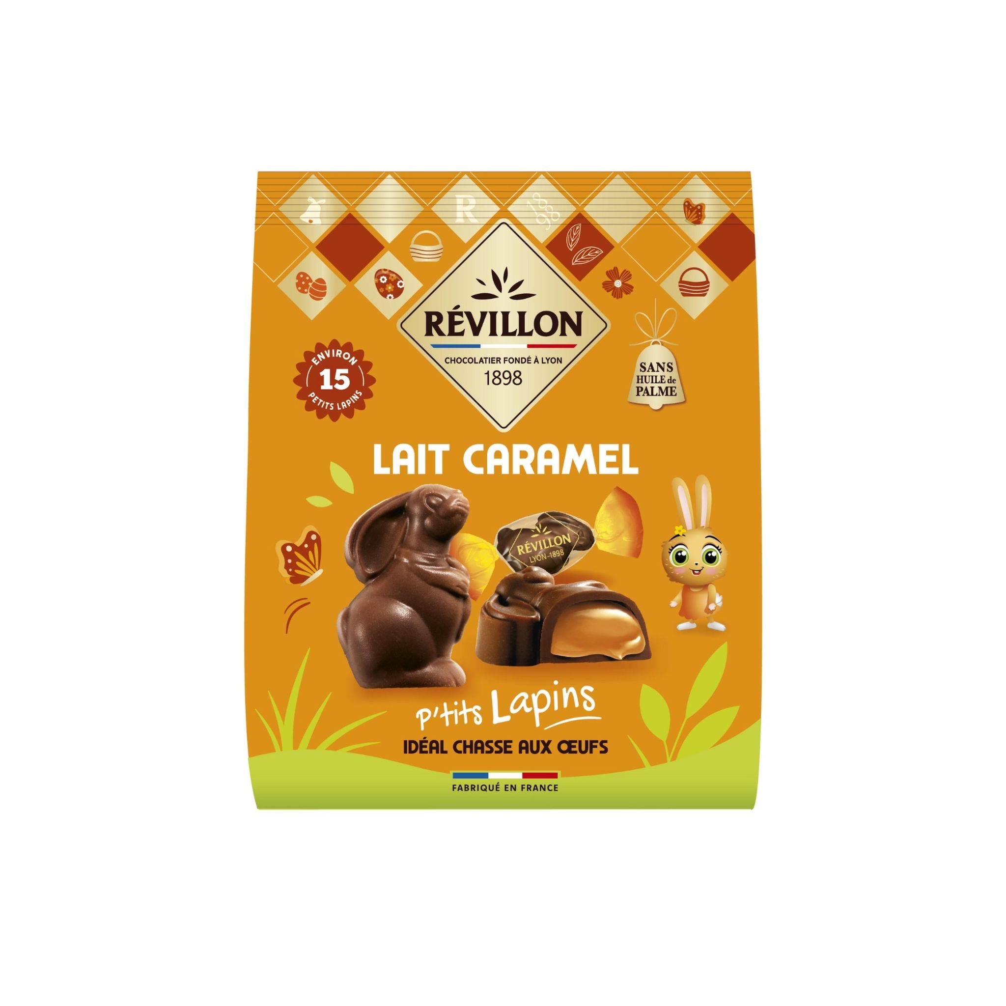 REVILLON CHOCOLATIER P'tits lapins de chocolat au lait fourrés cœur caramel au beurre 120g