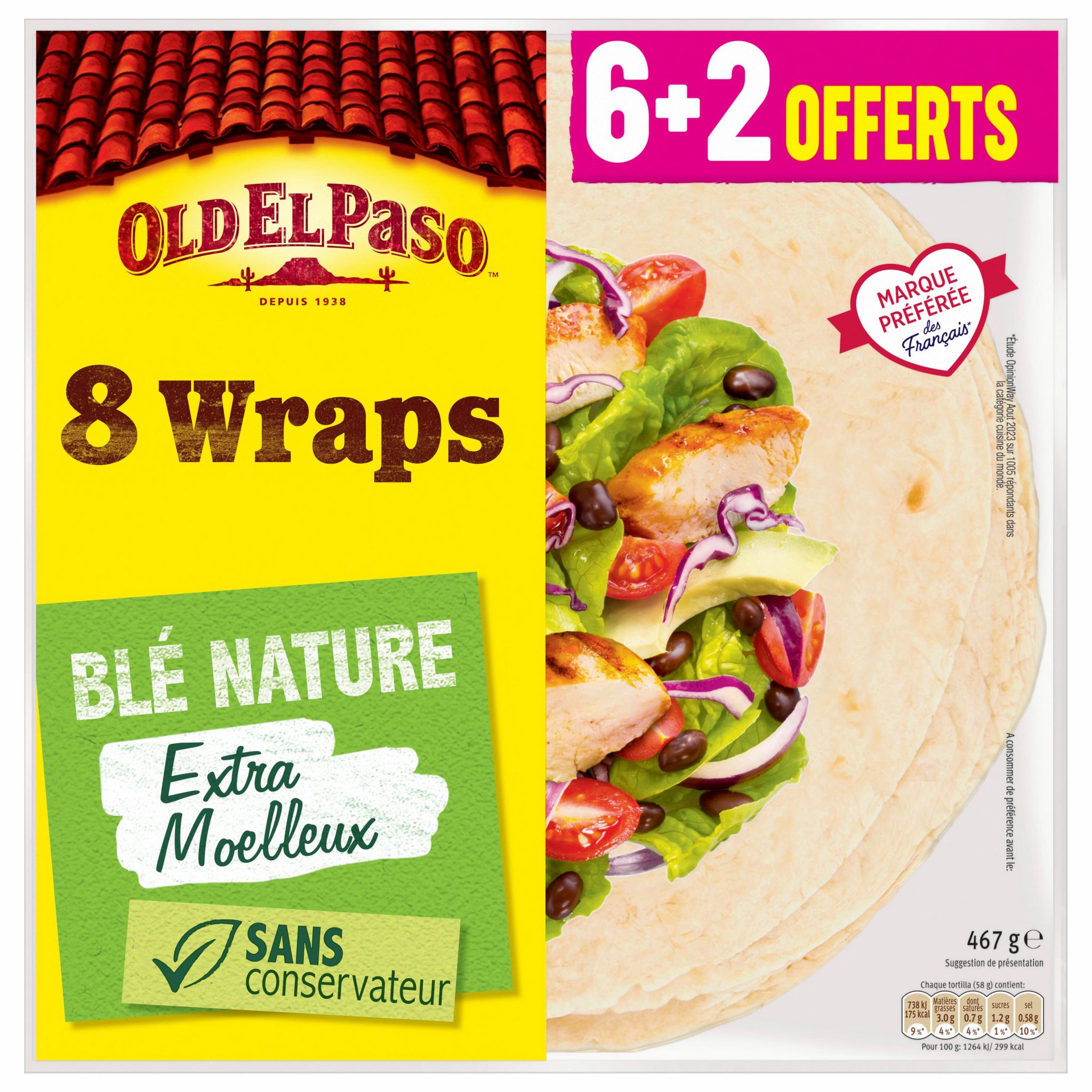 OLD EL PASO Wraps de blé nature 467g