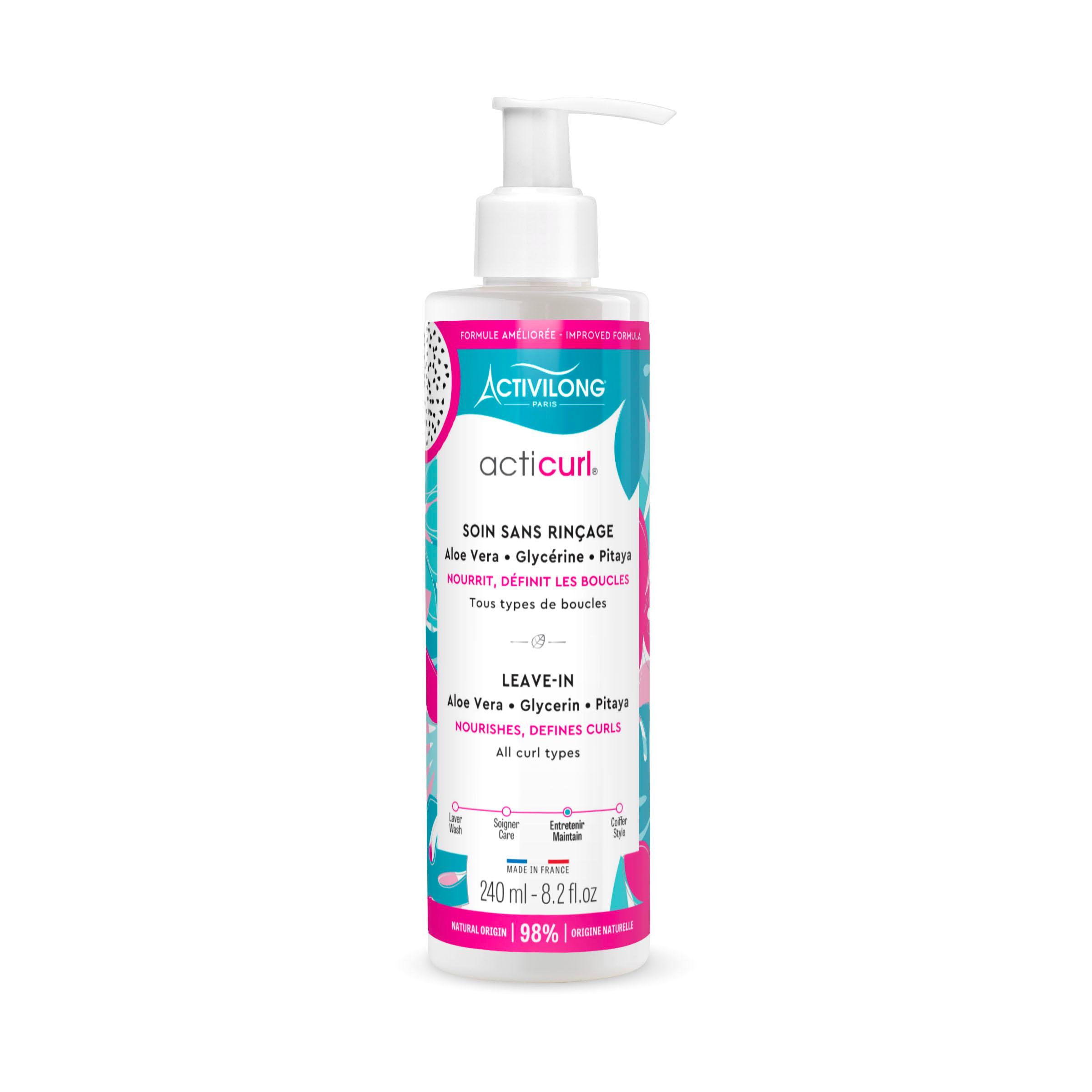 ACTIVILONG Acticurl soin sans rinçage aloé véra, glycérine, pitaya tous types de boucles 240ml