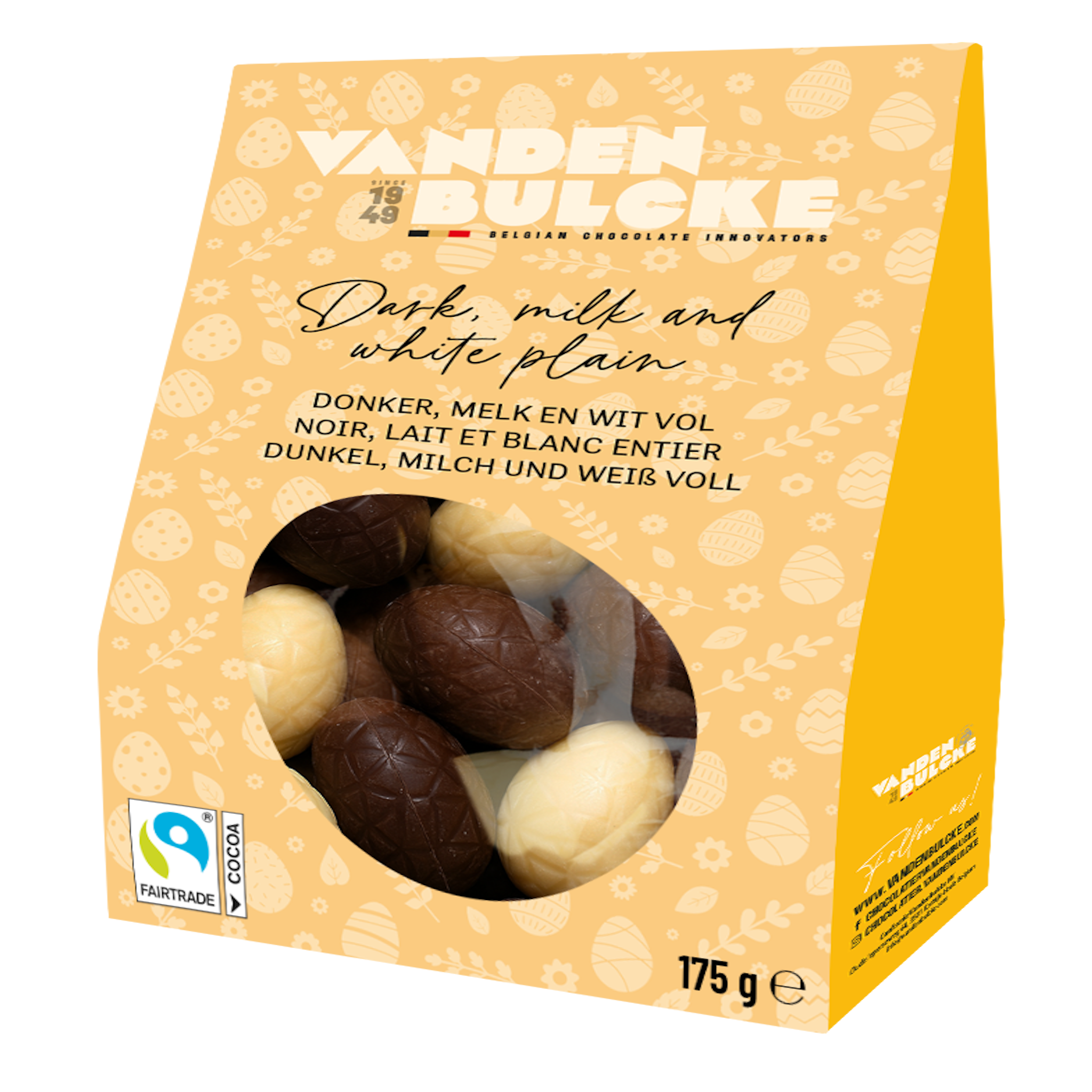 Mini oeufs enrobés de chocolat noir, blanc et au lait 150g