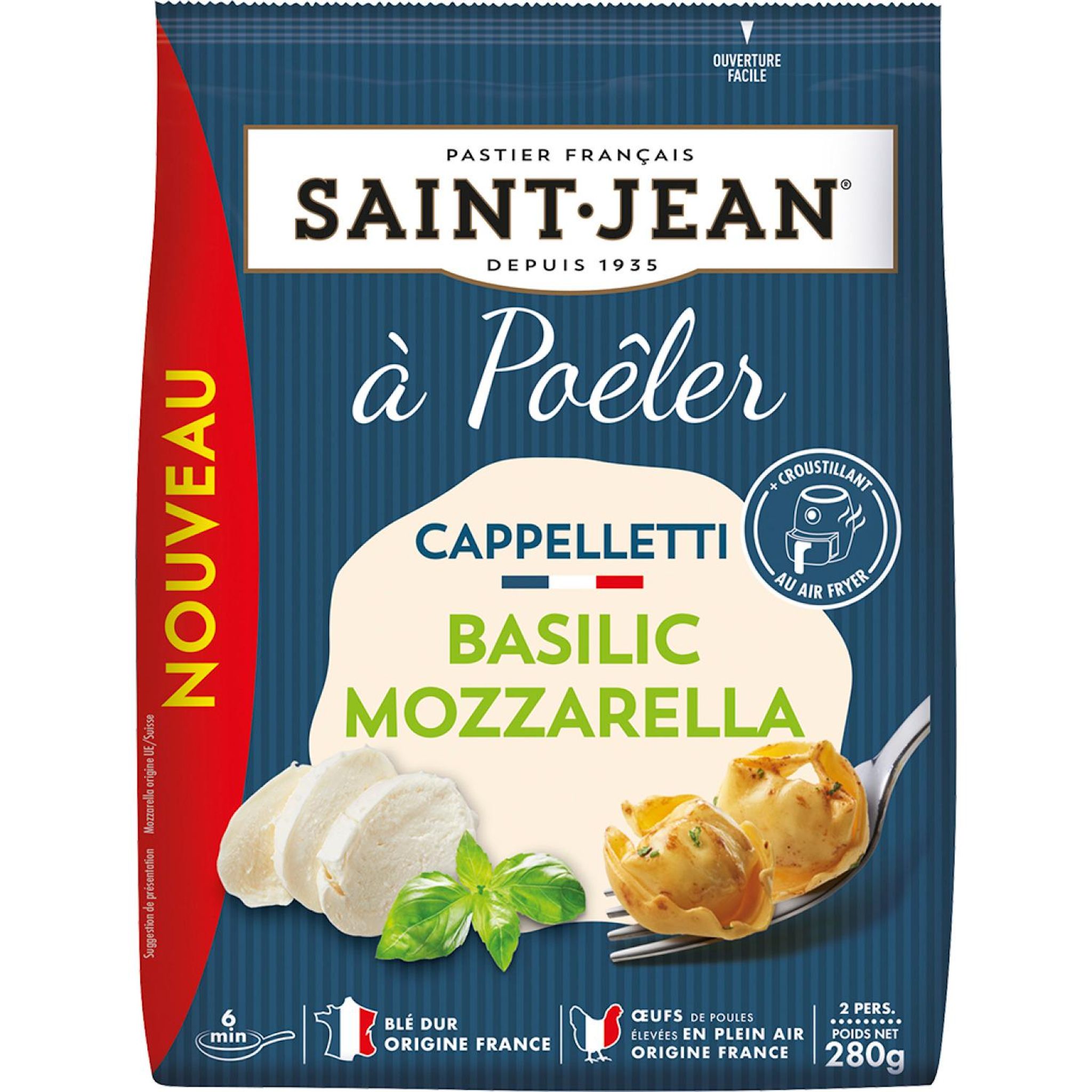 SAINT JEAN Cappelletti à poêler mozzarella basilic 2 parts 280g