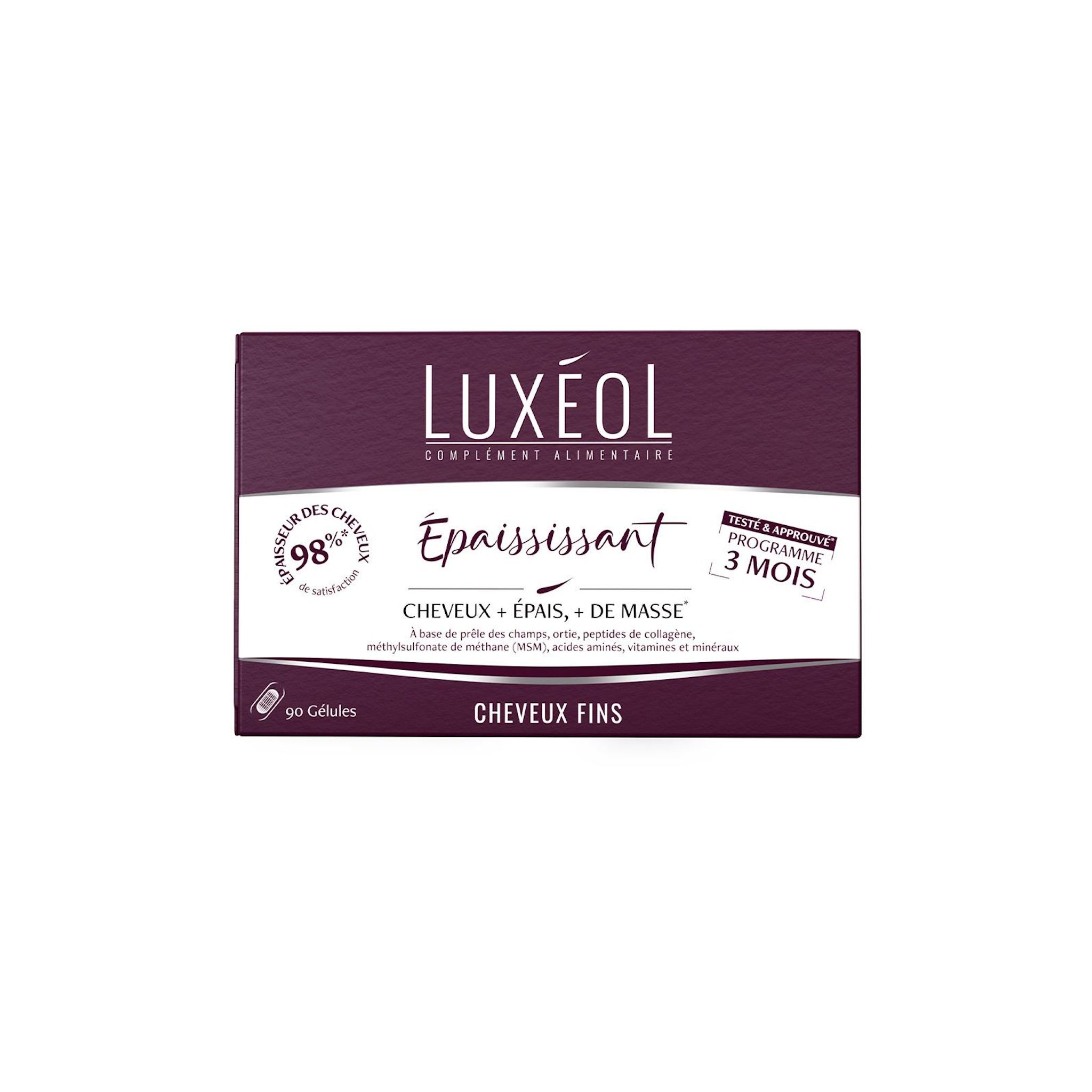 LUXÉOL Complément alimentaire épaississant cheveux fins 90 gélules