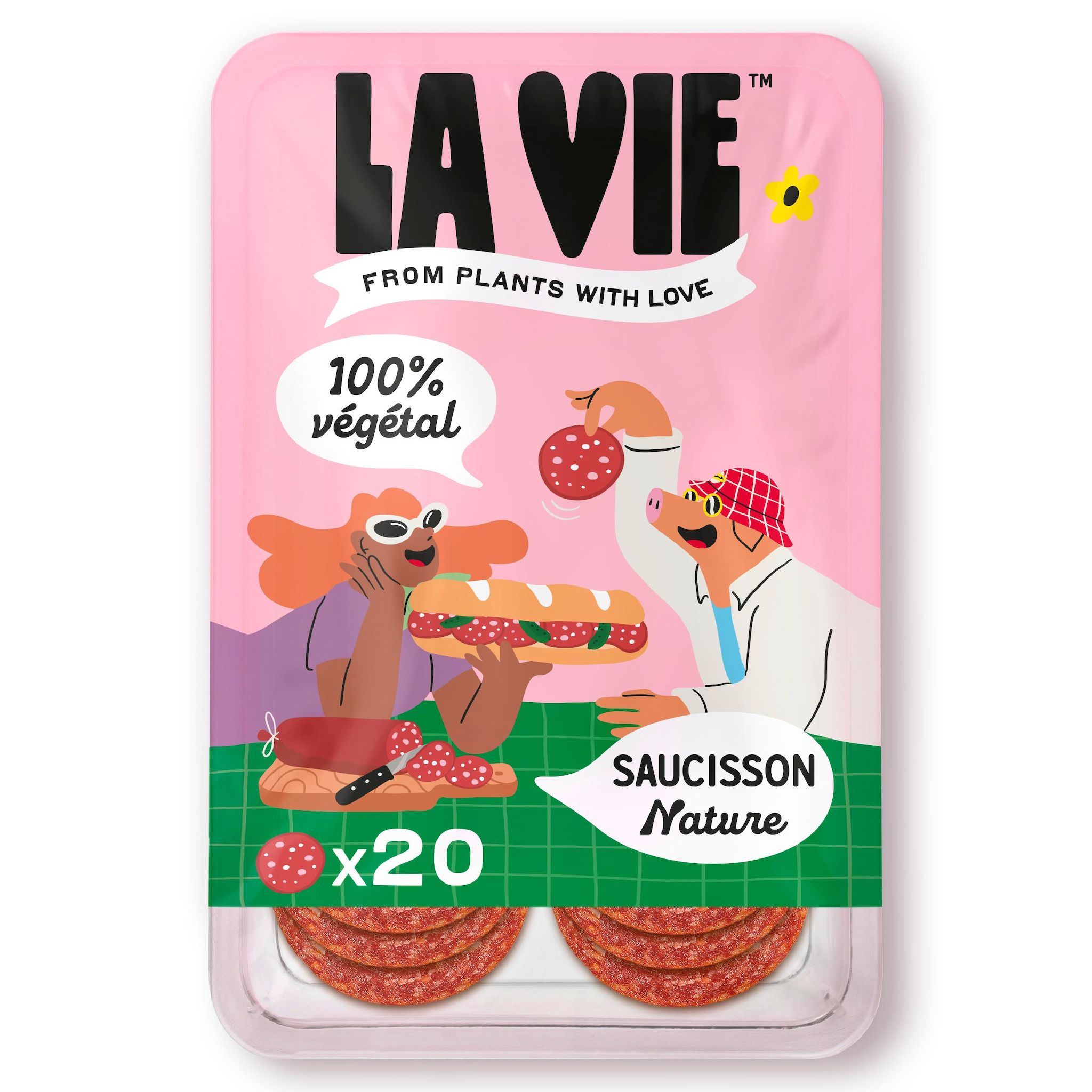LA VIE Saucisson 100% végétal nature 20 tranches 70g