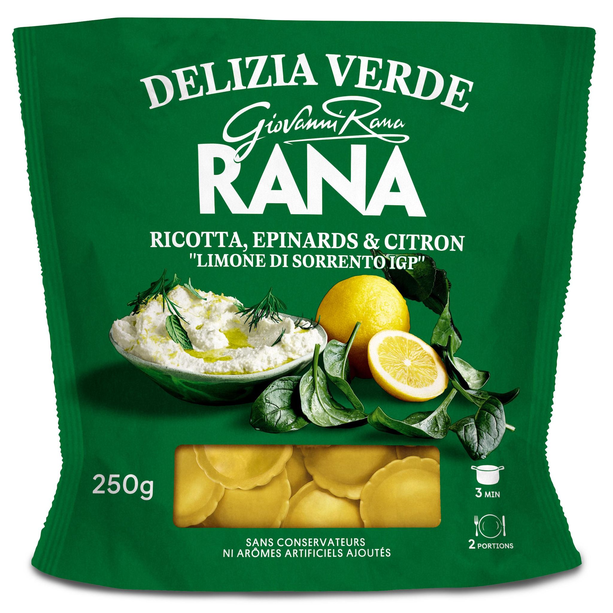 RANA Ravioli à la ricotta épinards et zestes de citron 2 parts 250g