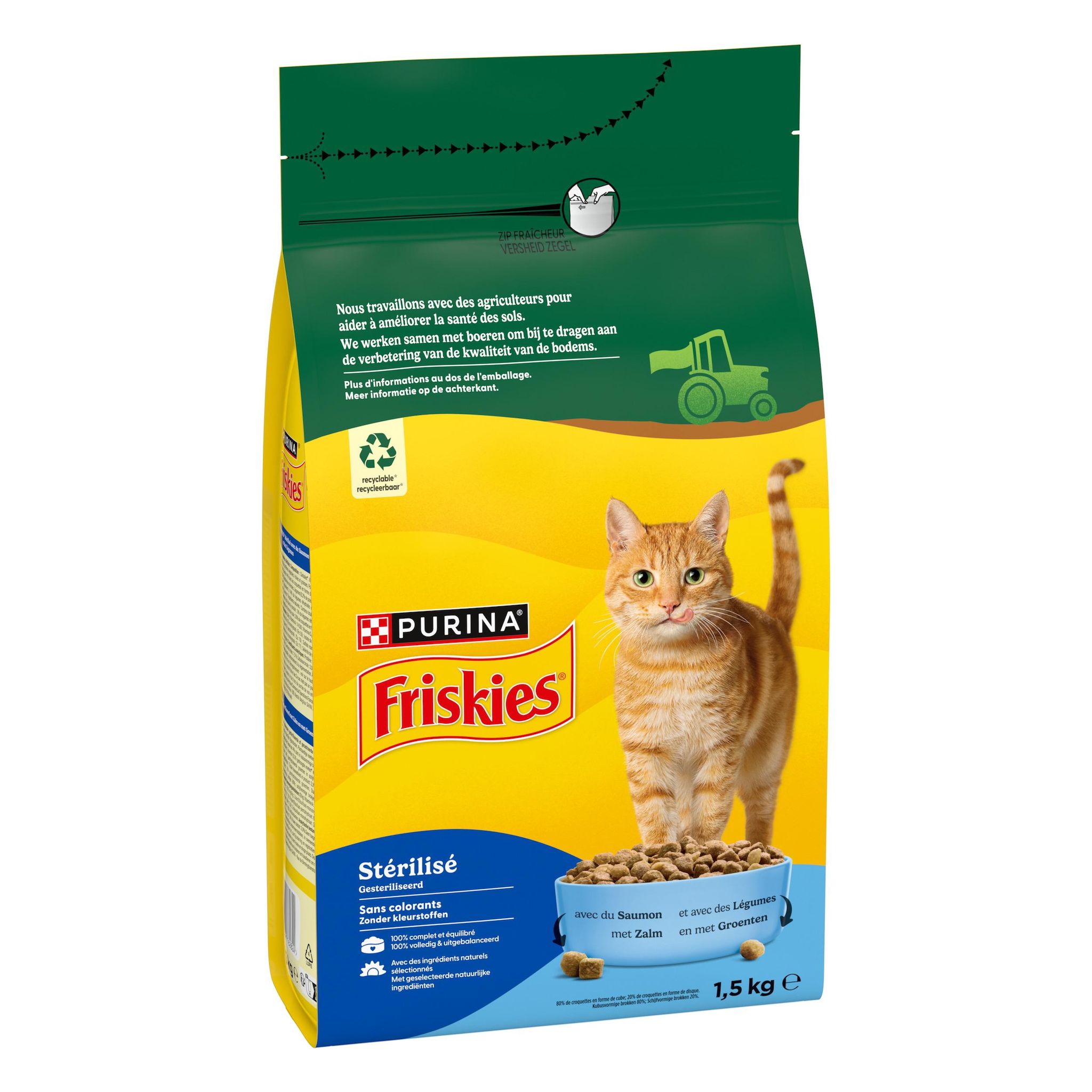 FRISKIES Croquettes au saumon et légumes pour chat adulte stérilisé 1.5kg