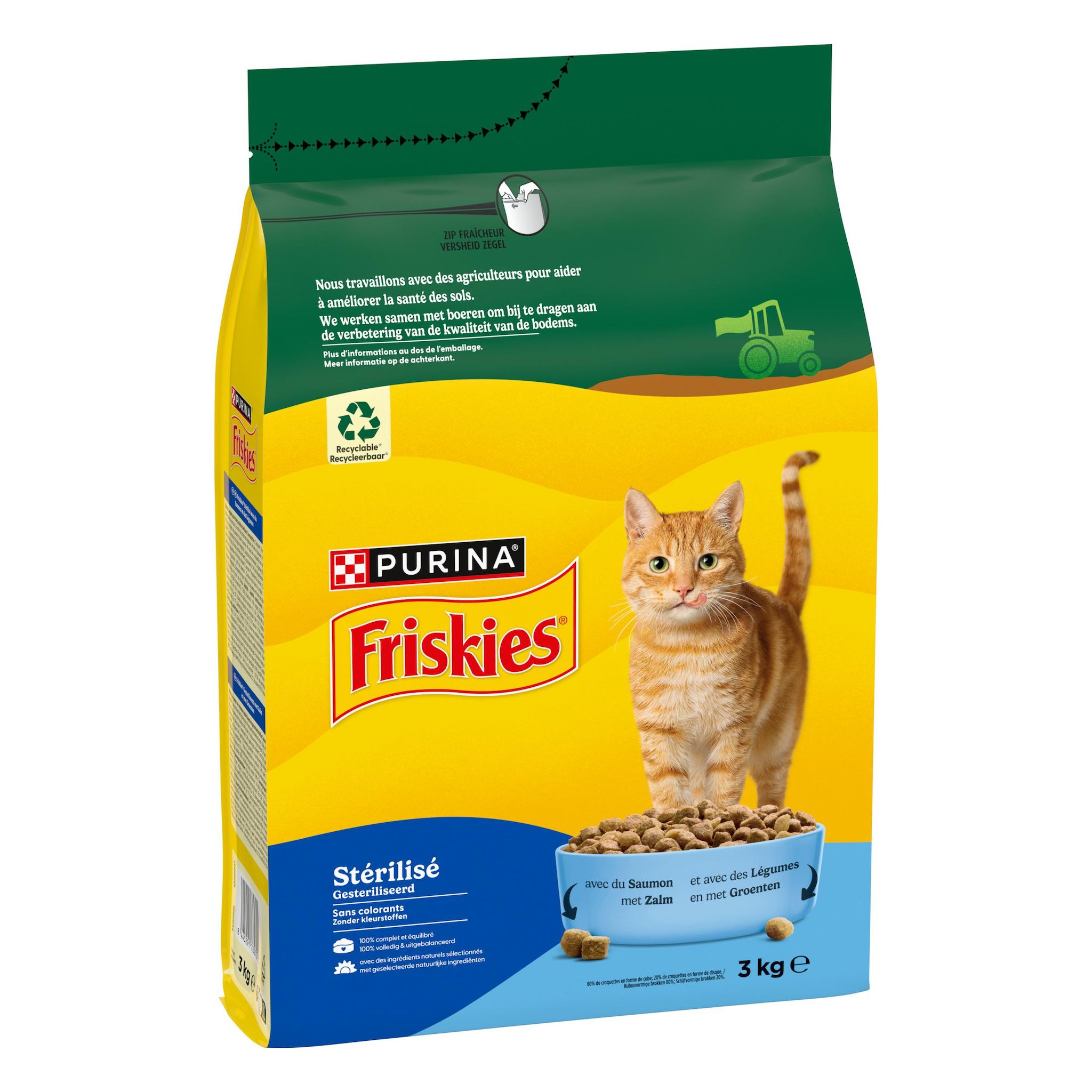 FRISKIES Croquettes au saumon et légumes pour chat adulte stérilisé 3kg