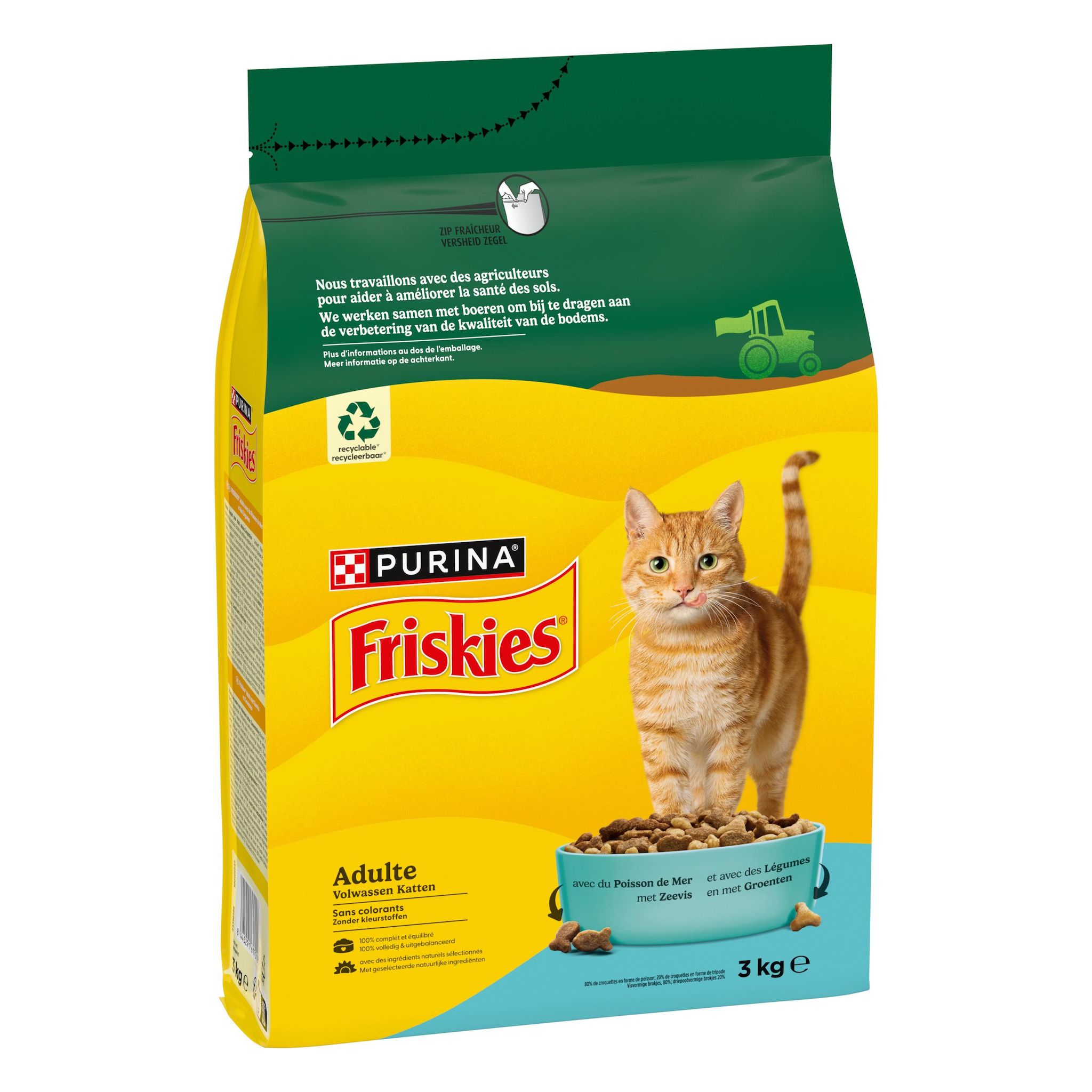 Voir la diapositive 2 : FRISKIES Croquettes au poisson de mer et légumes pour chat adulte 3kg