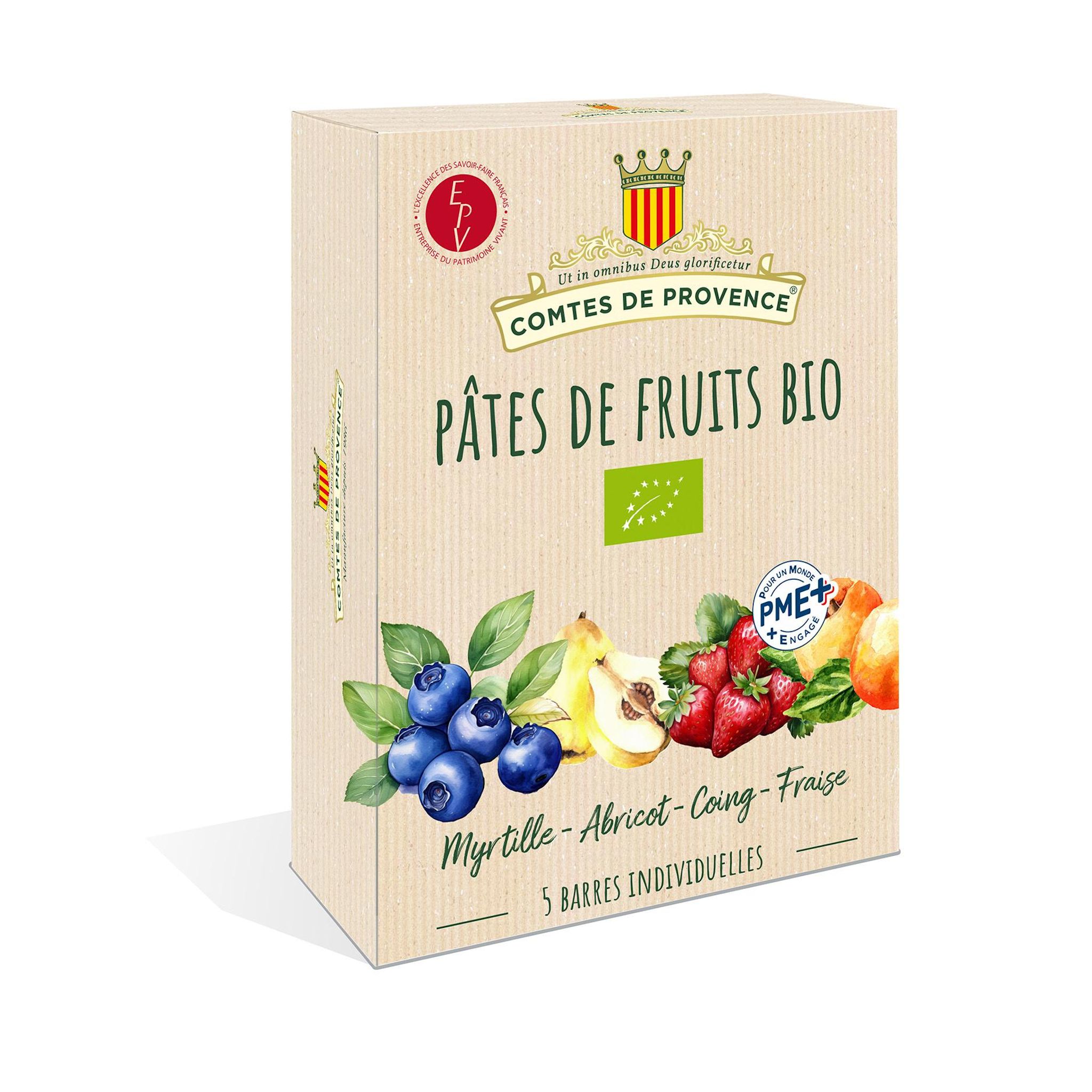 LES COMTES DE PROVENCE Pate de fruits bio multi goûts 125g