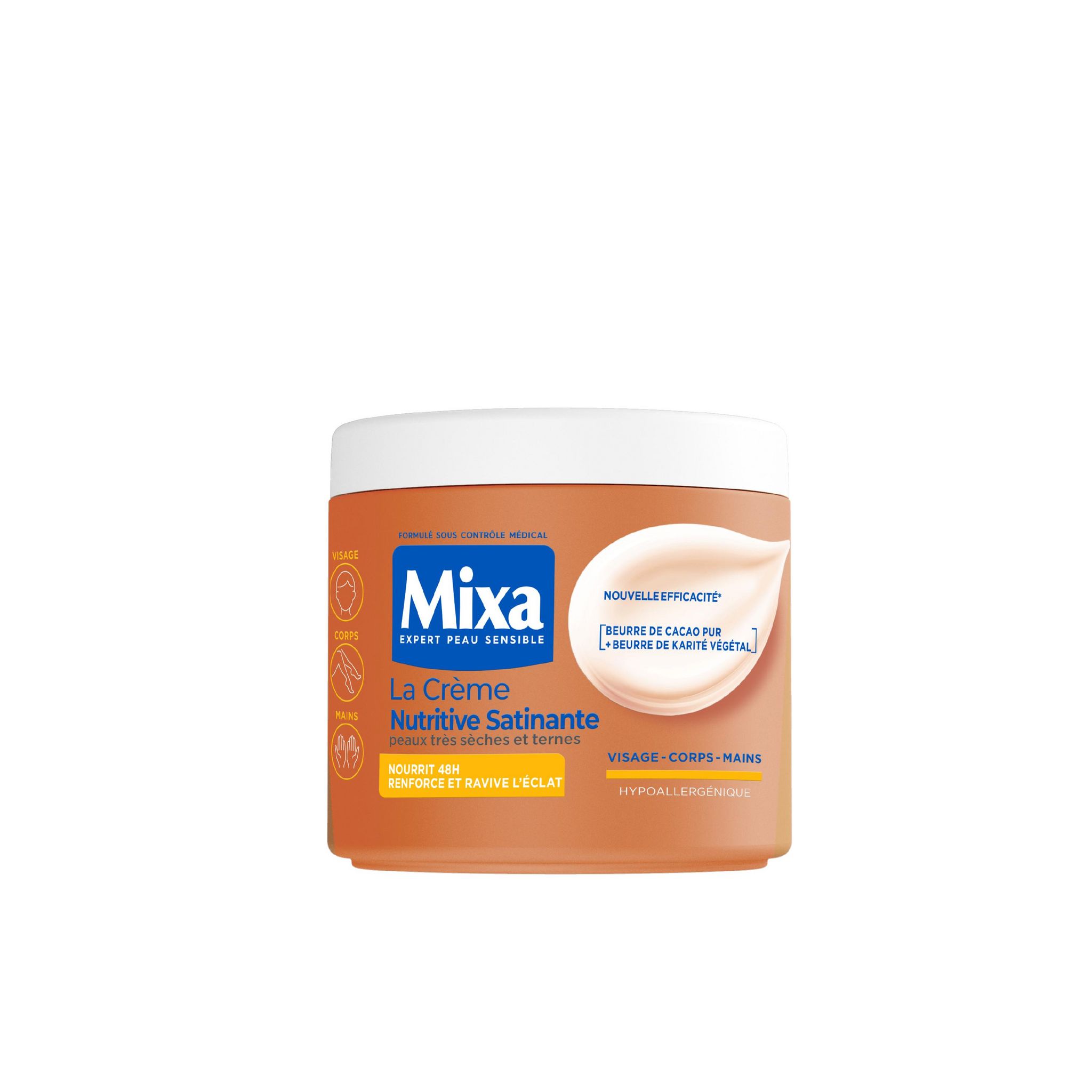 MIXA La crème nutritive satinante visage corps mains peaux très sèches et ternes 400ml