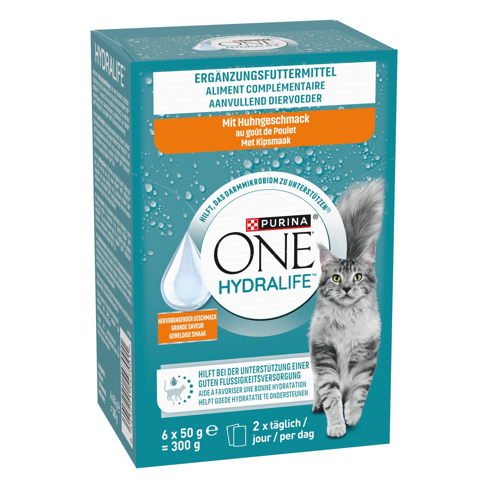 PURINA One Hydralife Aliment complémentaire au poulet pour chat adulte 6x50g 300g