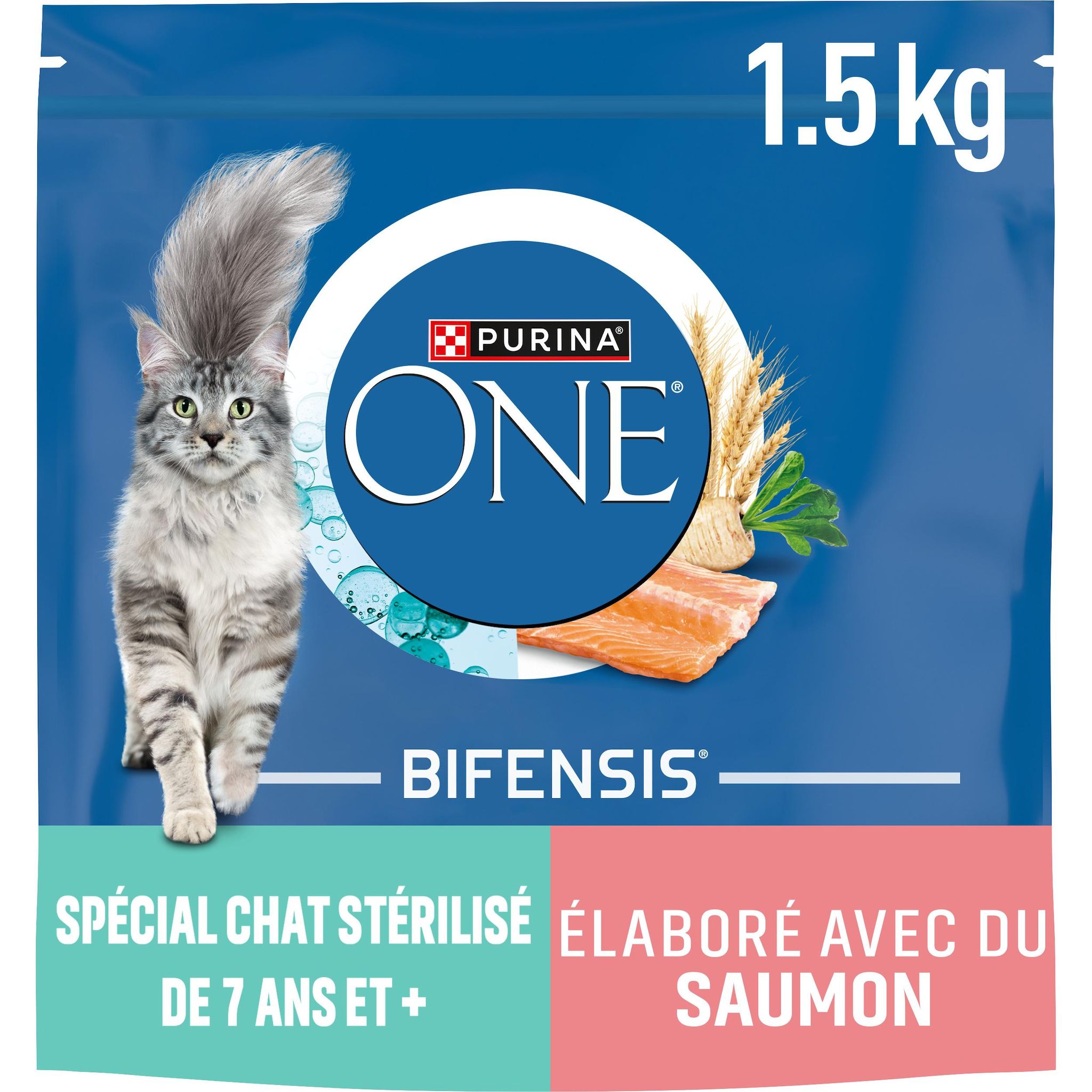 PURINA ONE Bifensis Croquettes au saumon pour chat stérilisé 7 ans et plus 1.5kg