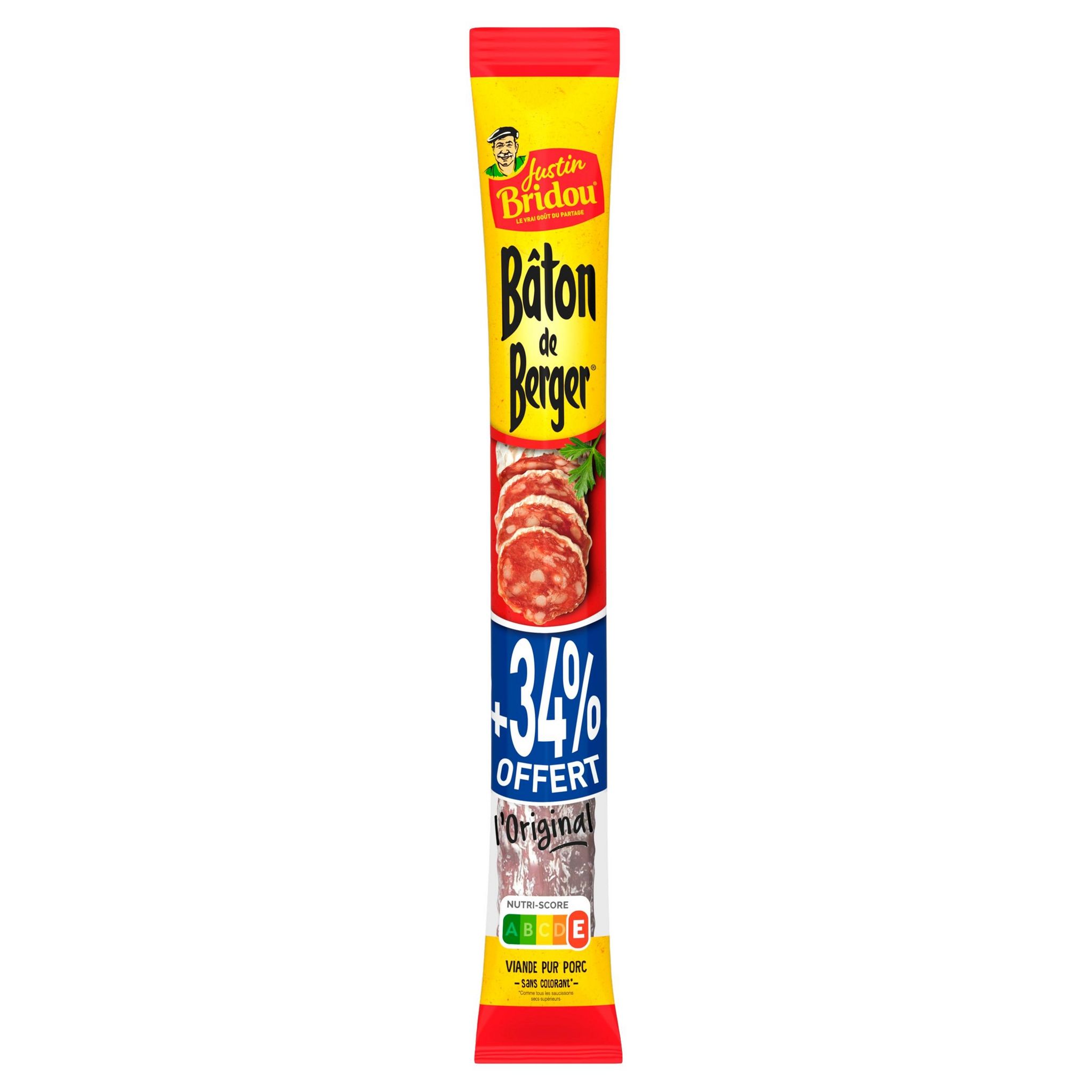 JUSTIN BRIDOU Bâton de Berger saucisson sec nature 250g + 34% offert