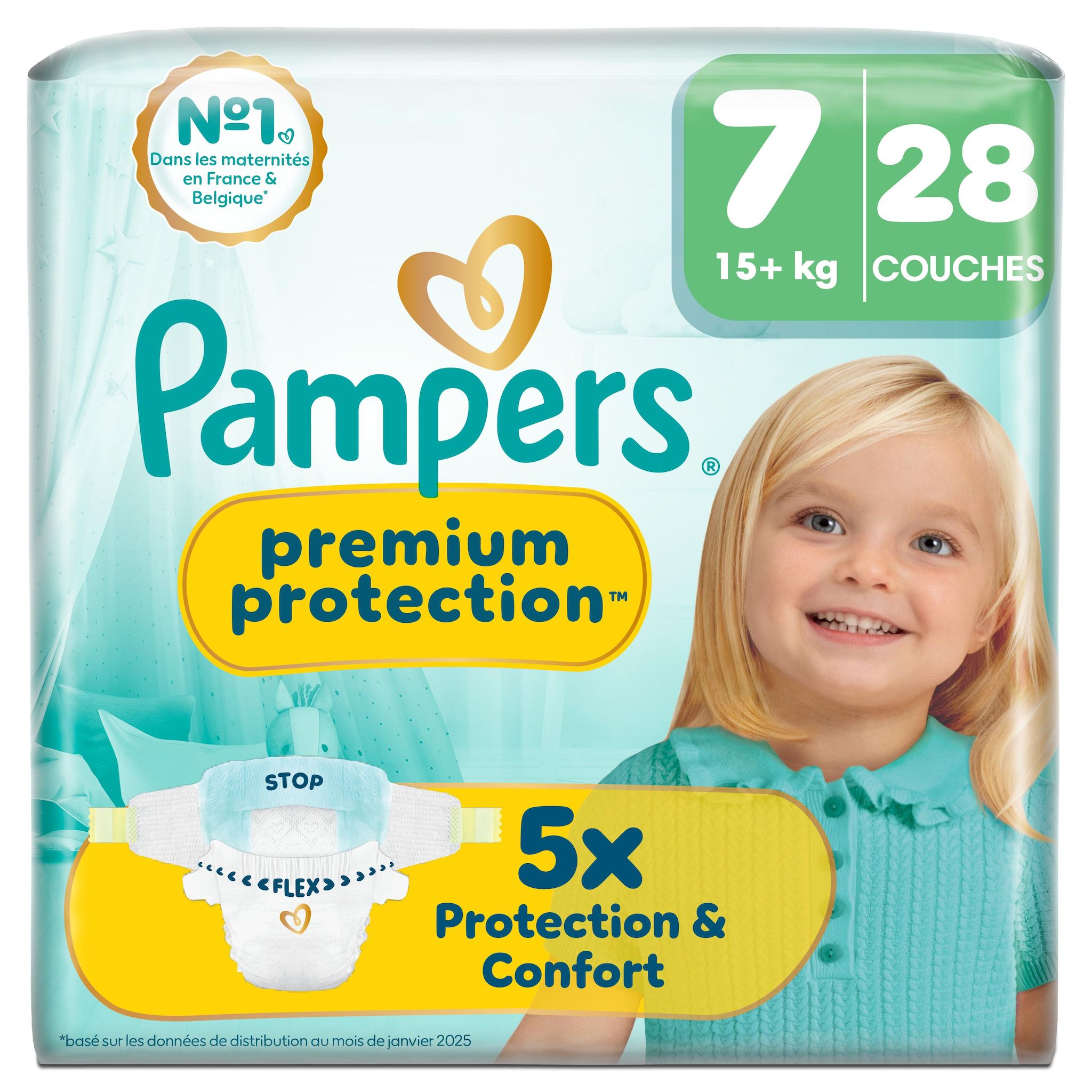 PAMPERS Premium Protection couches taille 7 (15+) 28 pièces
