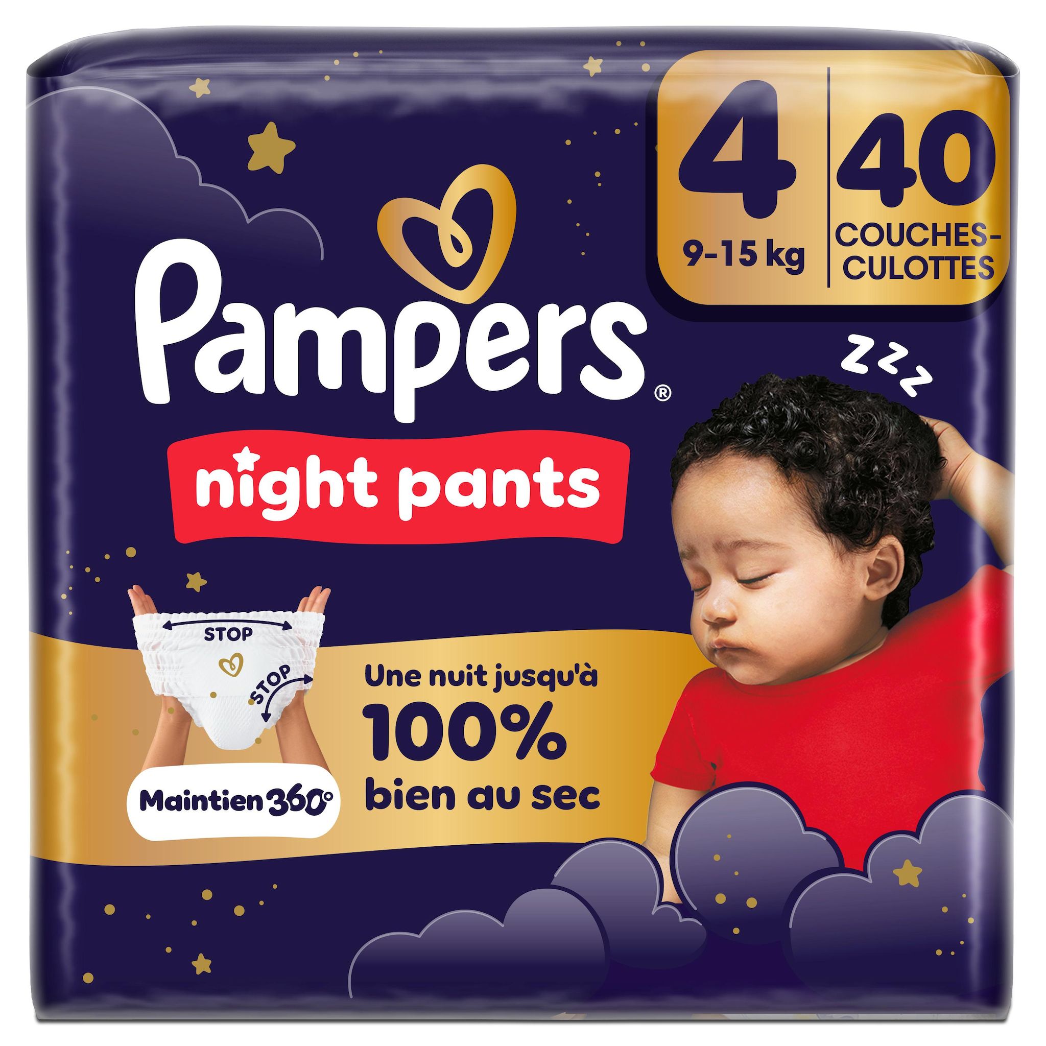 PAMPERS Baby Dry Pants couches-culottes nuits taille 4 (9-15kg) 40 couches-culottes
