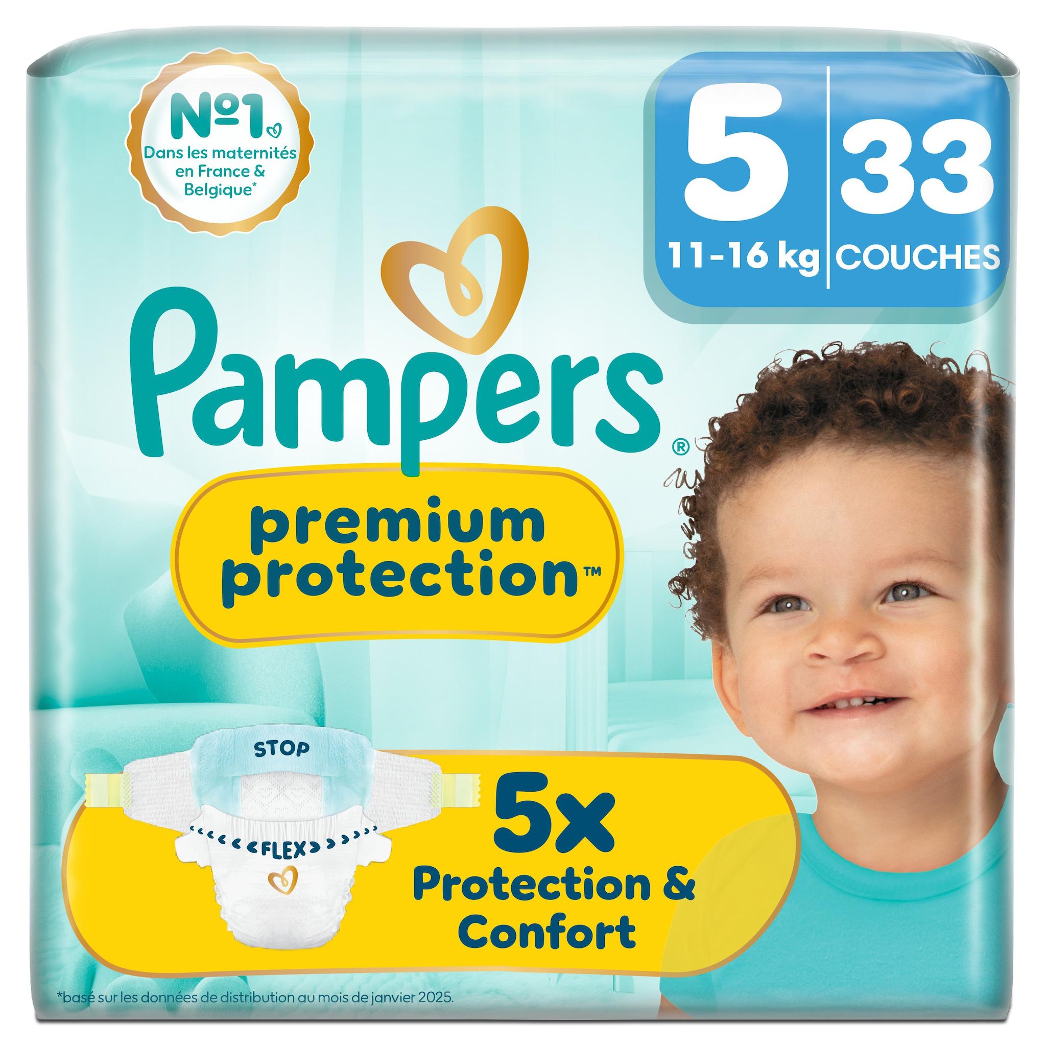 PAMPERS Premium Protection couches taille 5 (11-16 kg) 33 couches