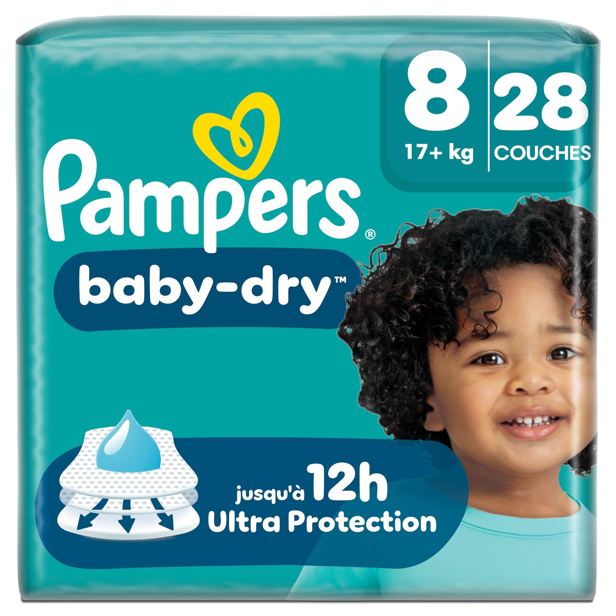 PAMPERS Baby Dry couches taille 8 (17+) 28 couches