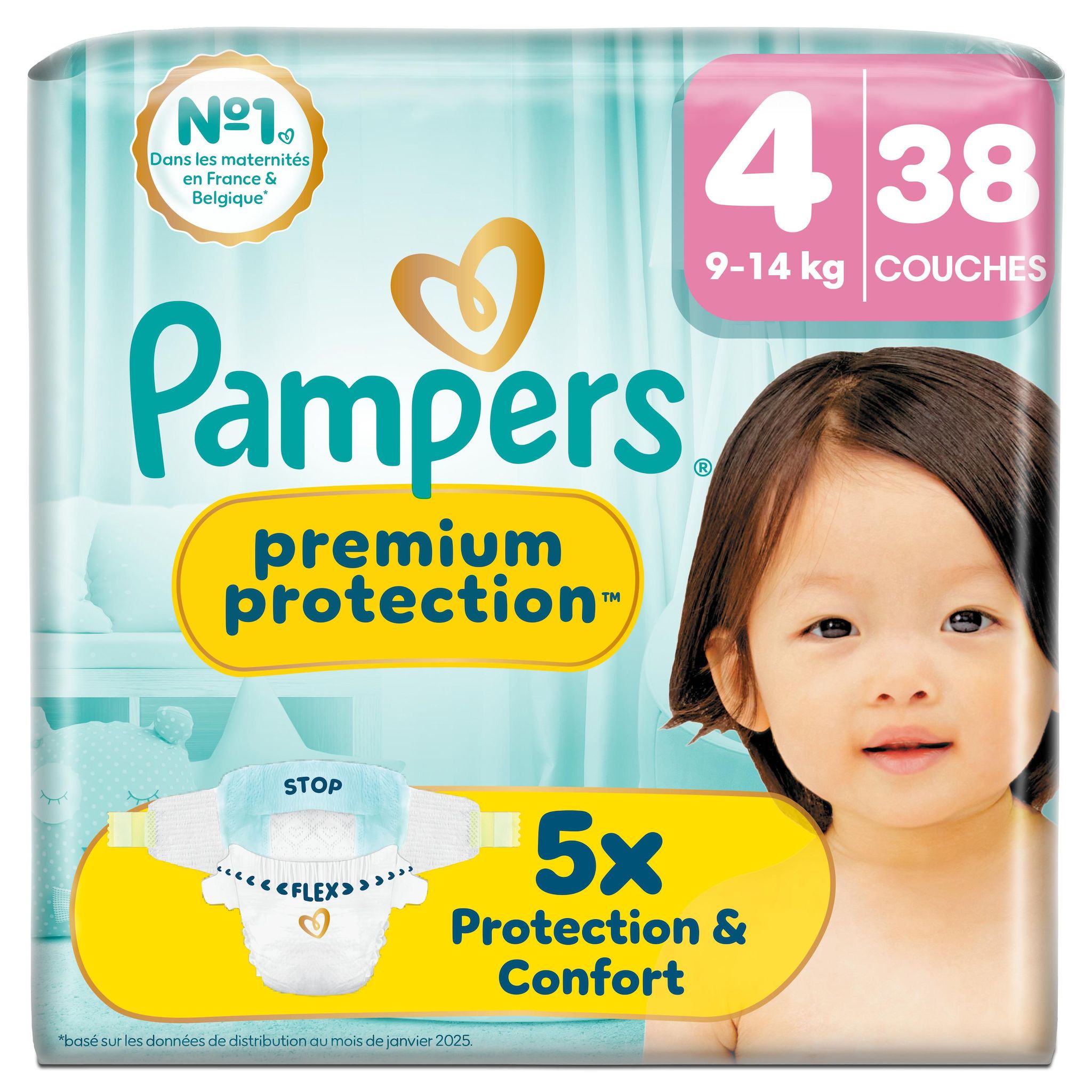 PAMPERS Premium Protection couches taille 4 (9-14kg) 38 couches