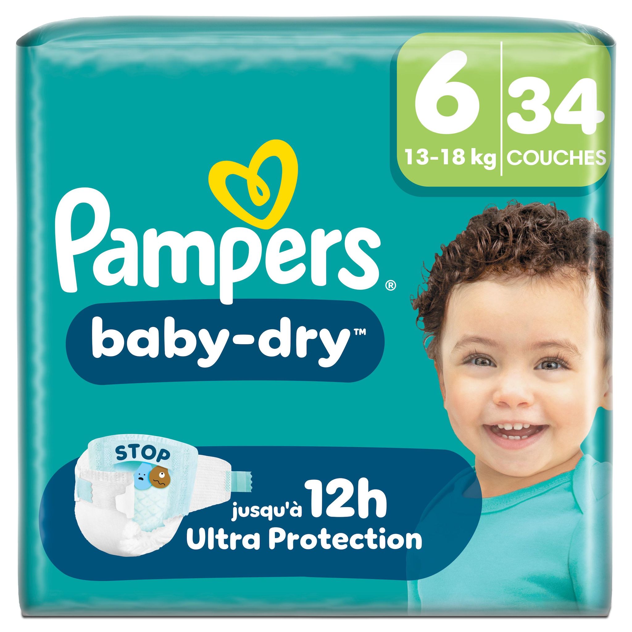 PAMPERS Baby Dry couches taille 6 (13-18kg) 34 couches