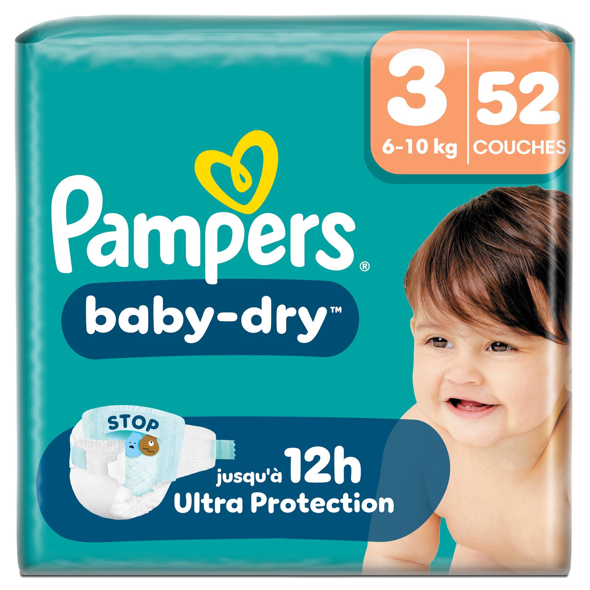 PAMPERS Baby Dry couches taille 3 (6-10kg) 52 couches