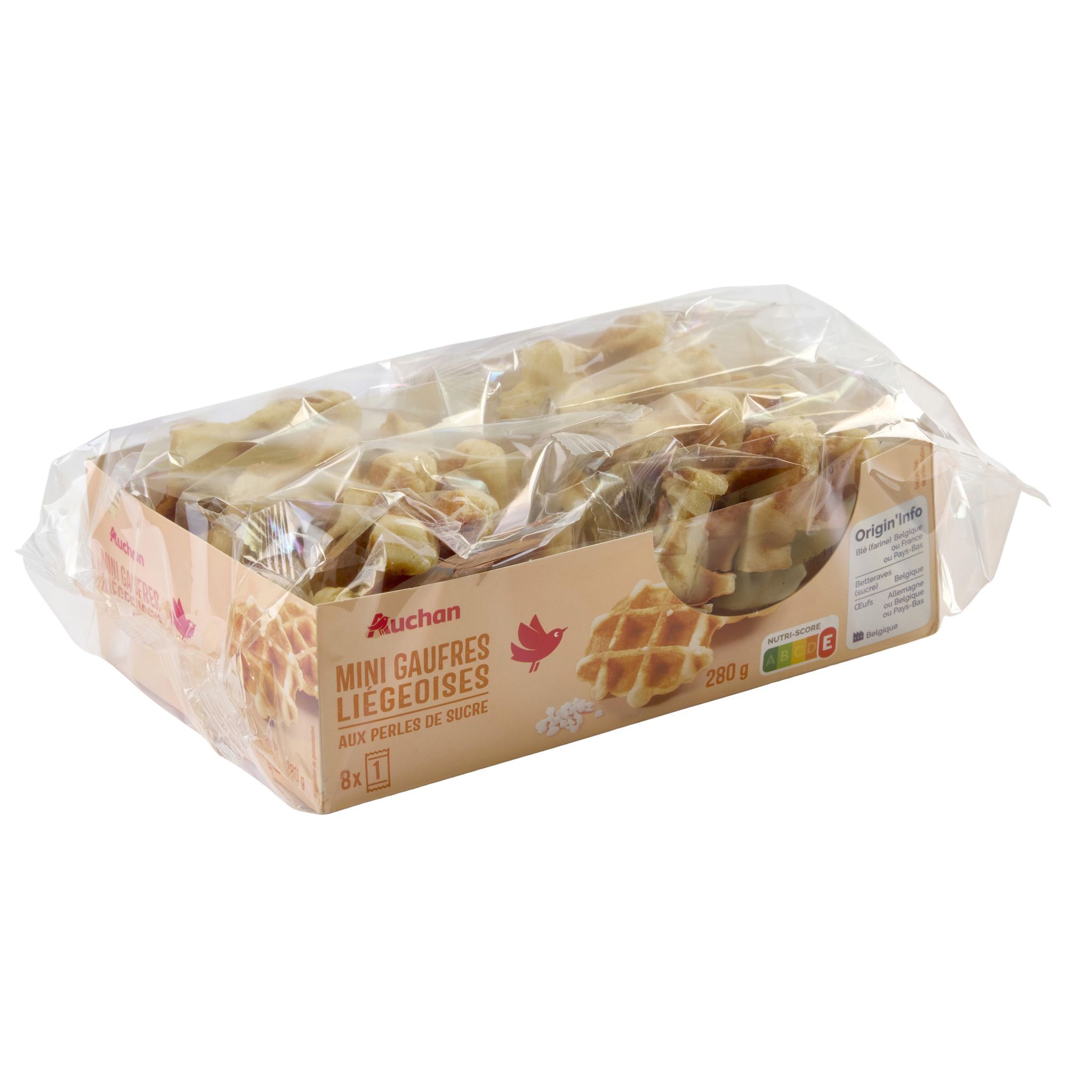 Voir la diapositive 2 : AUCHAN Mini gaufres liégeoises nature 8 gaufres 280g