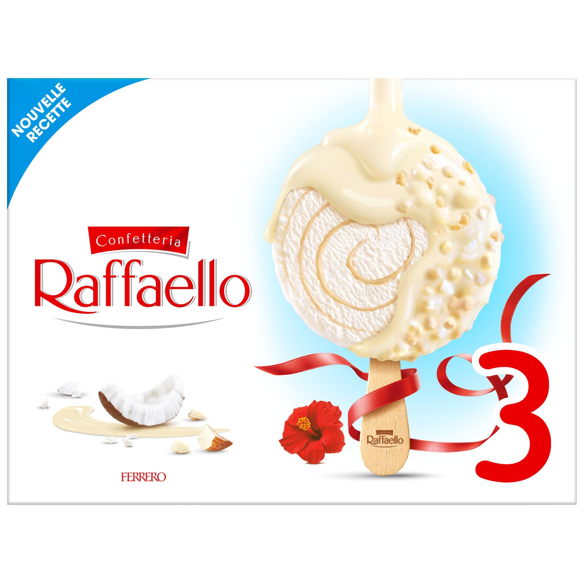 RAFFAELLO Bâtonnets glacés noix de coco amandes 3 pièces 190.5g