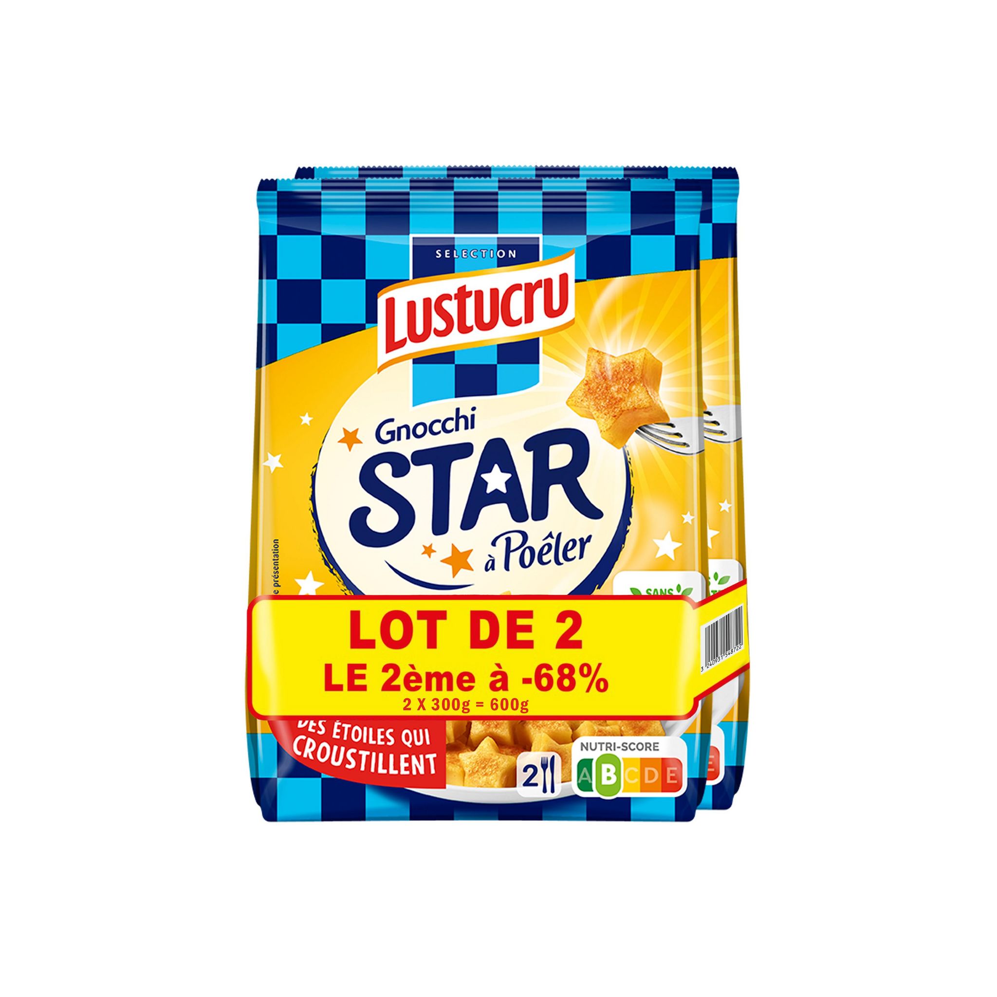 LUSTUCRU SELECTION Gnocchi star à poêler 4 parts 2x300g