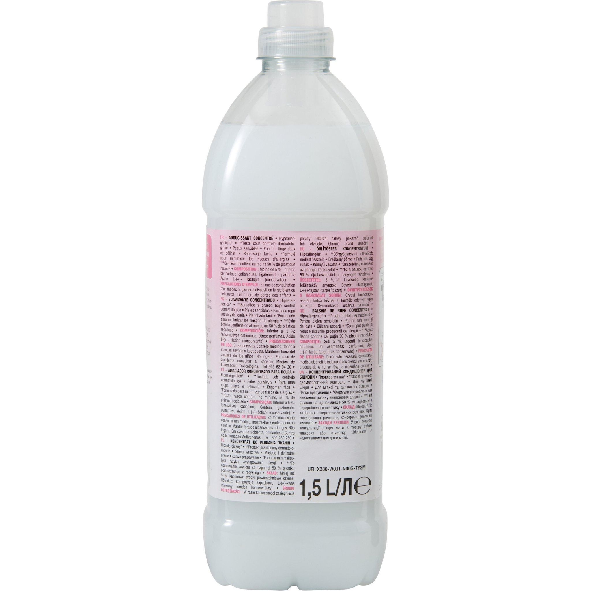 Voir la diapositive 2 : AUCHAN Assouplissant concentré peaux sensibles 1,5l