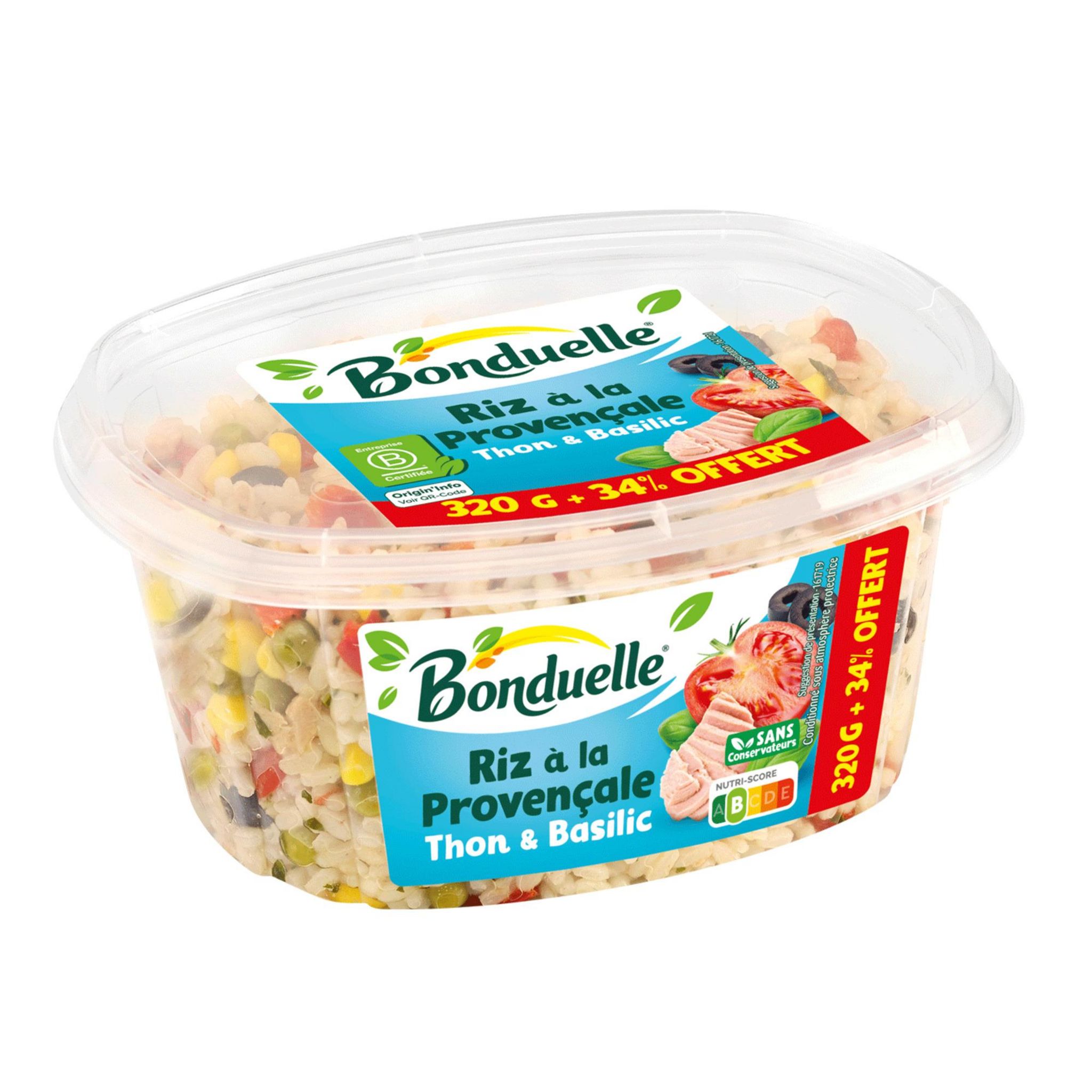 BONDUELLE Salade riz à la provençale thon basilic 429g