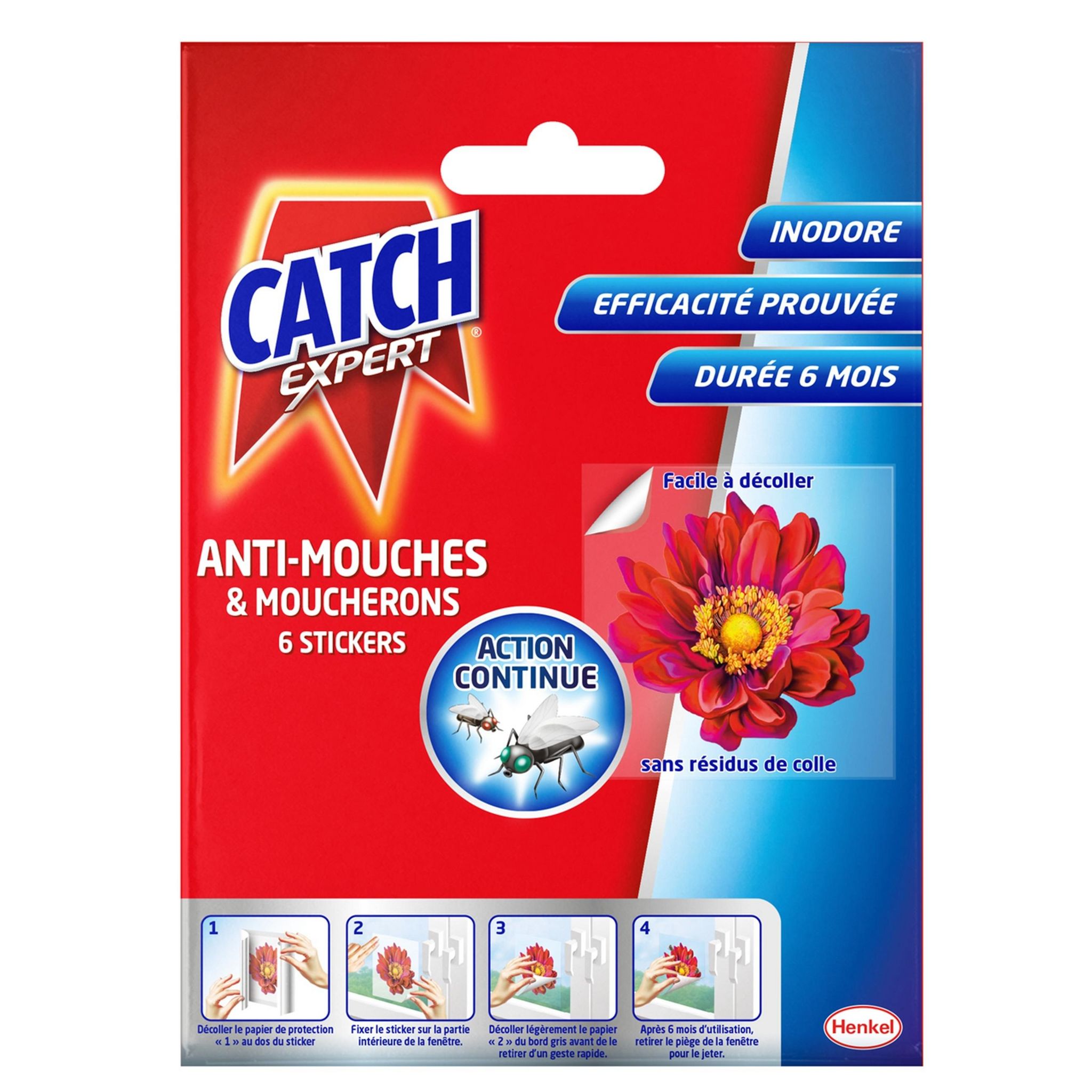 CATCH Stickers attrape mouche sans odeur 6 pièces