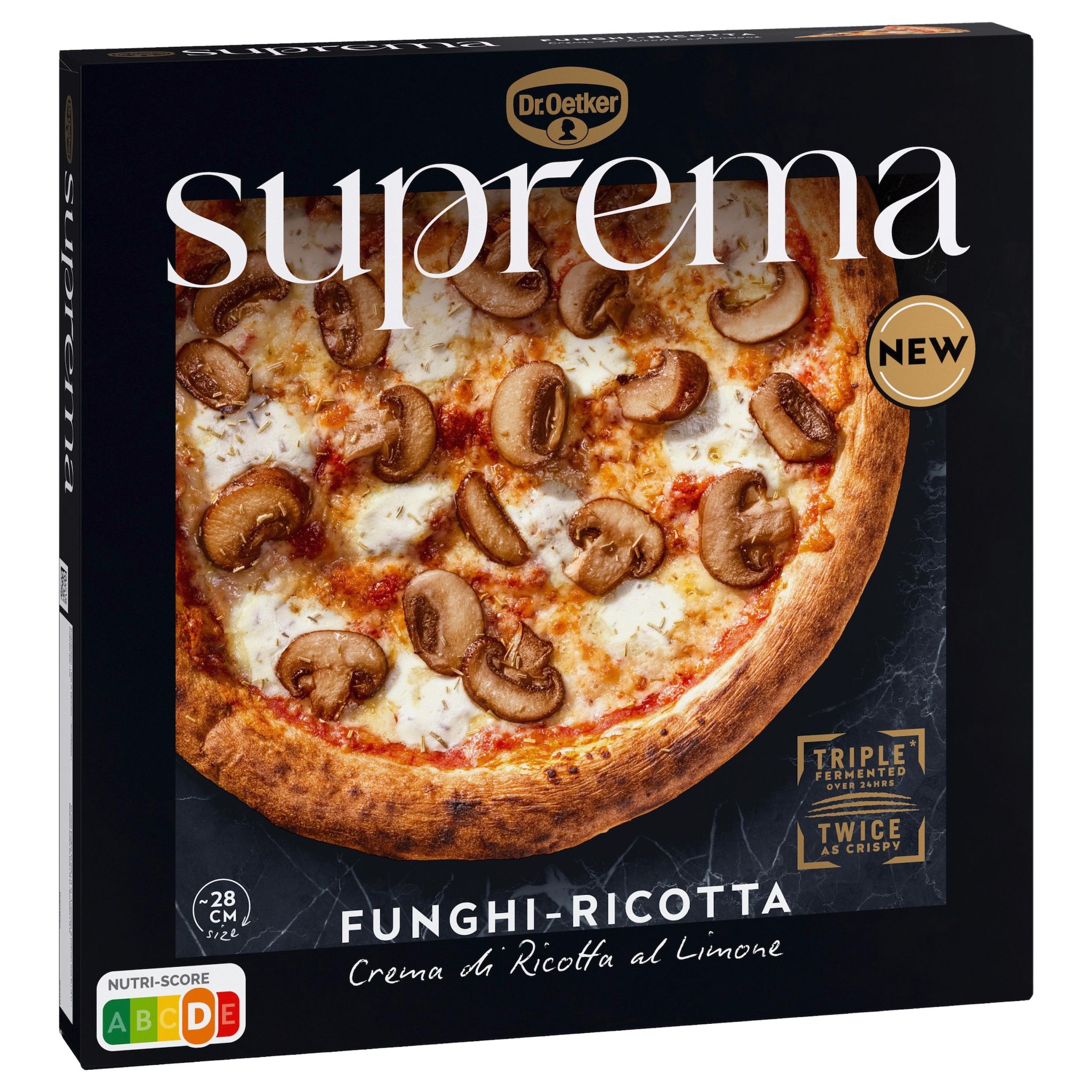 DR OETKER Suprema Pizza surgelée cuite sur pierre champignons ricotta citron fromage 455g