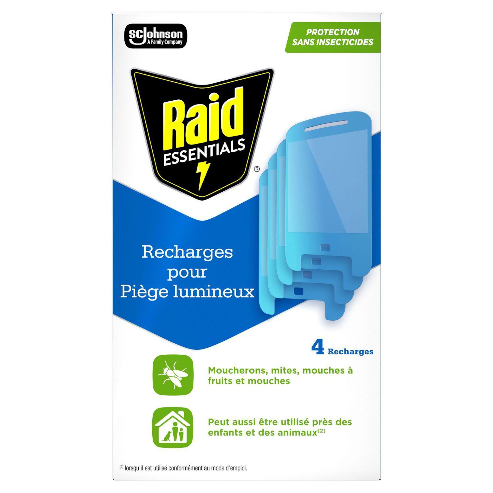 RAID Recharge piège lumineux sans insecticides 4 recharges