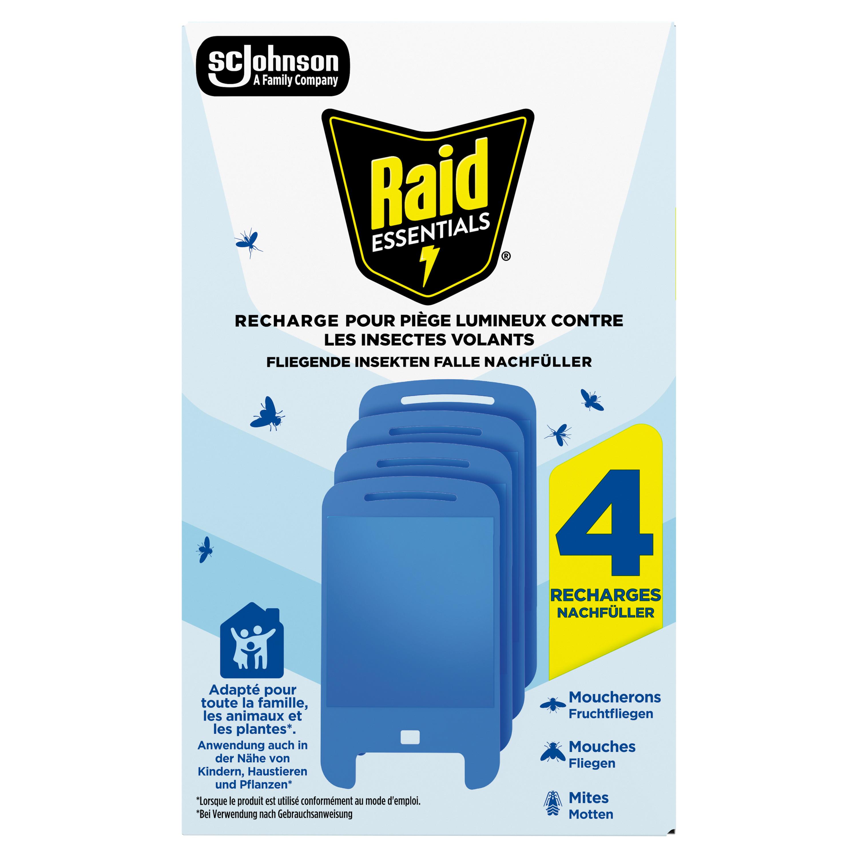 Voir la diapositive 2 : RAID Recharge piège lumineux sans insecticides 4 recharges