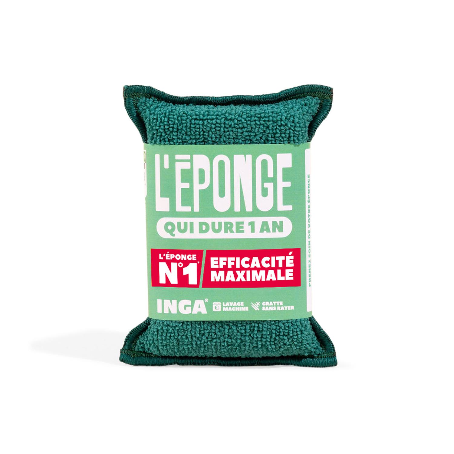 INGA Éponge lavable grattante verte 1 éponge